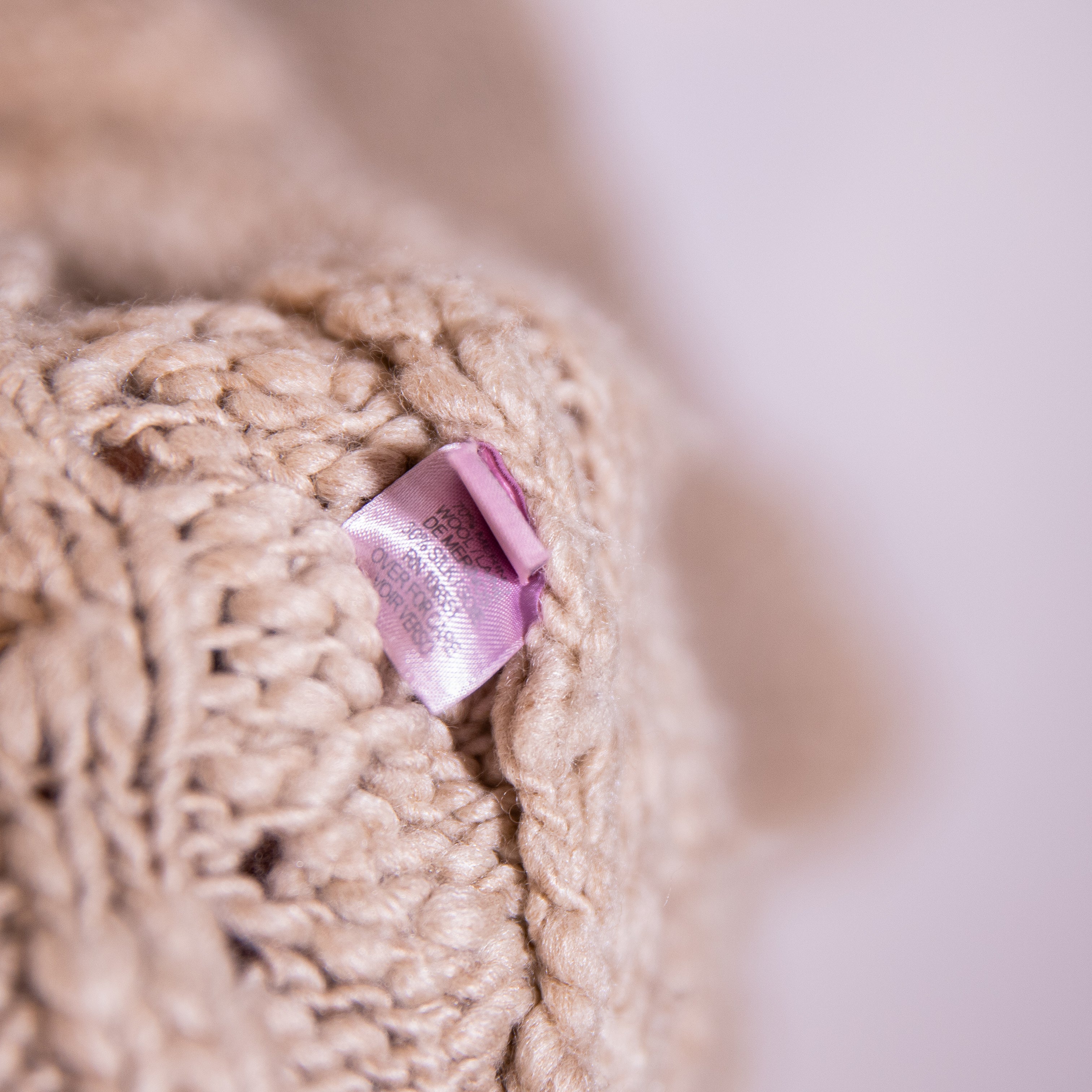 Calypso Wool Silk Knit Crochet Open Front Cardigan Sweater Beige Tan Medium