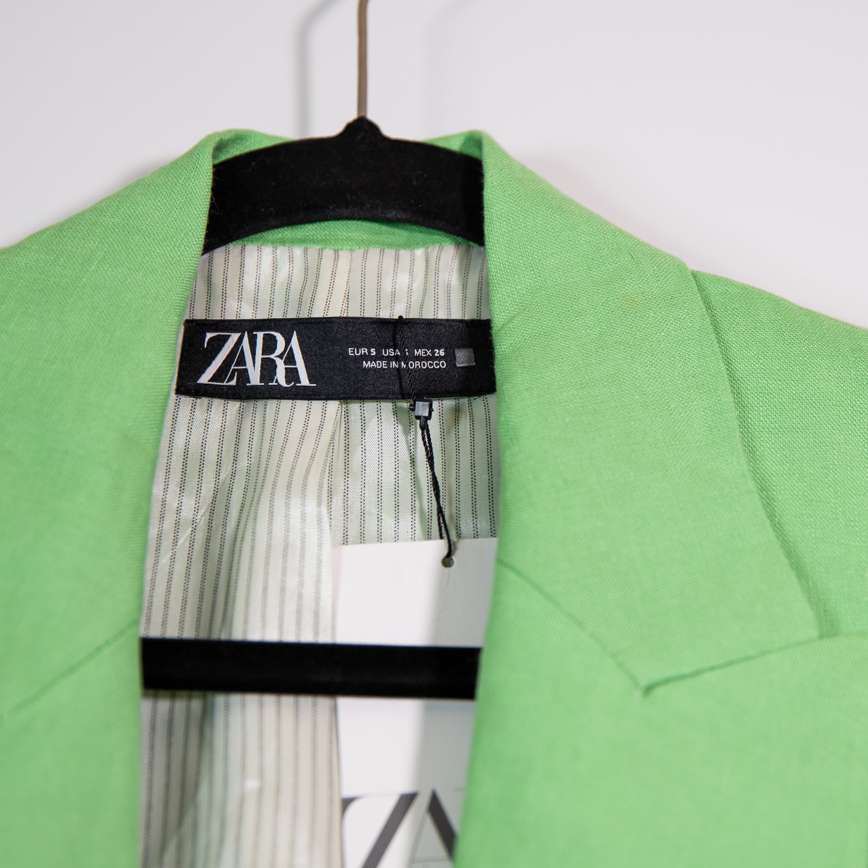 NEW Zara Women's Linen Woven Lightweight Open Front Structured Blazer Jacket S