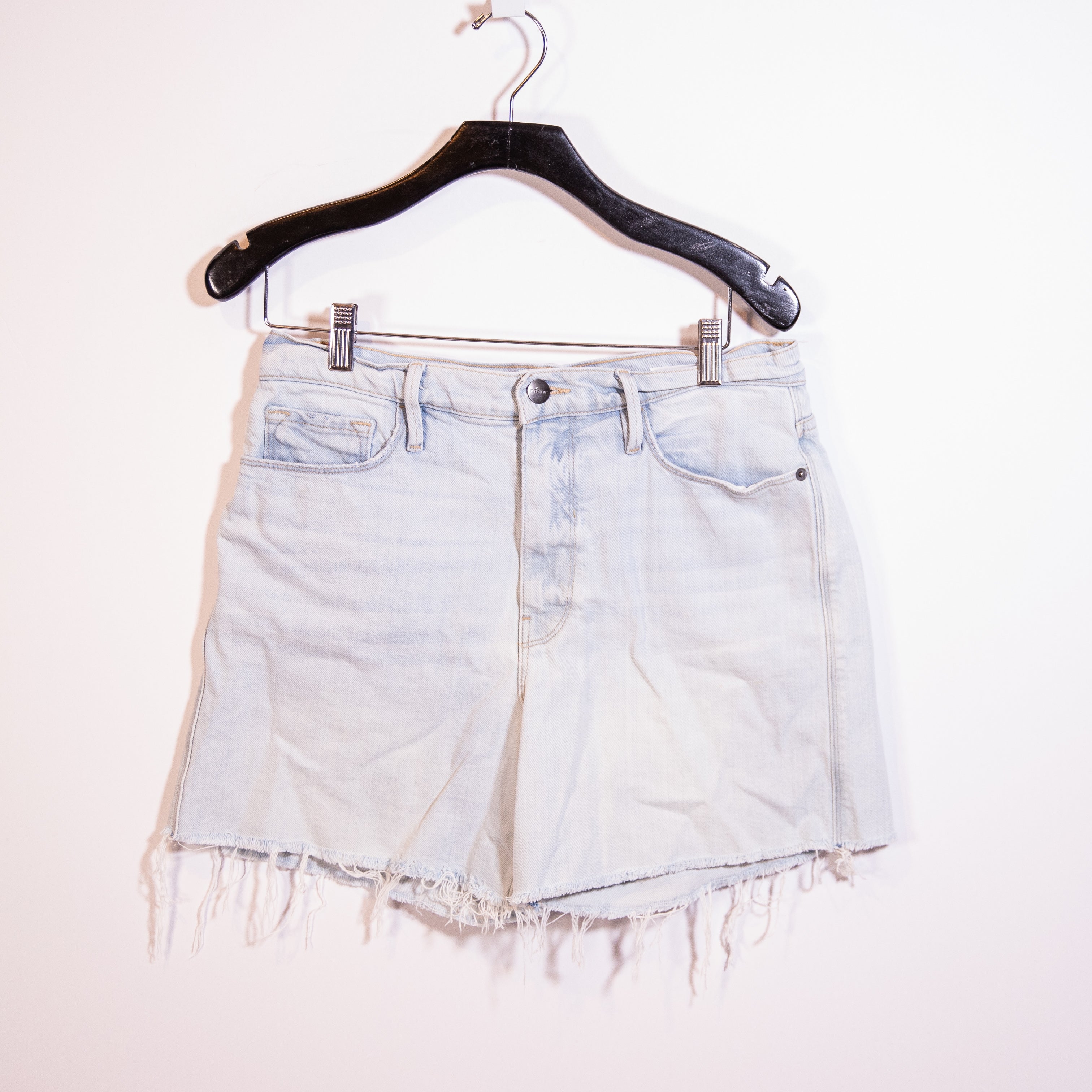Frame Le Tour Frayed Hem Denim Organic Cotton High Waisted Jean Shorts Altadena