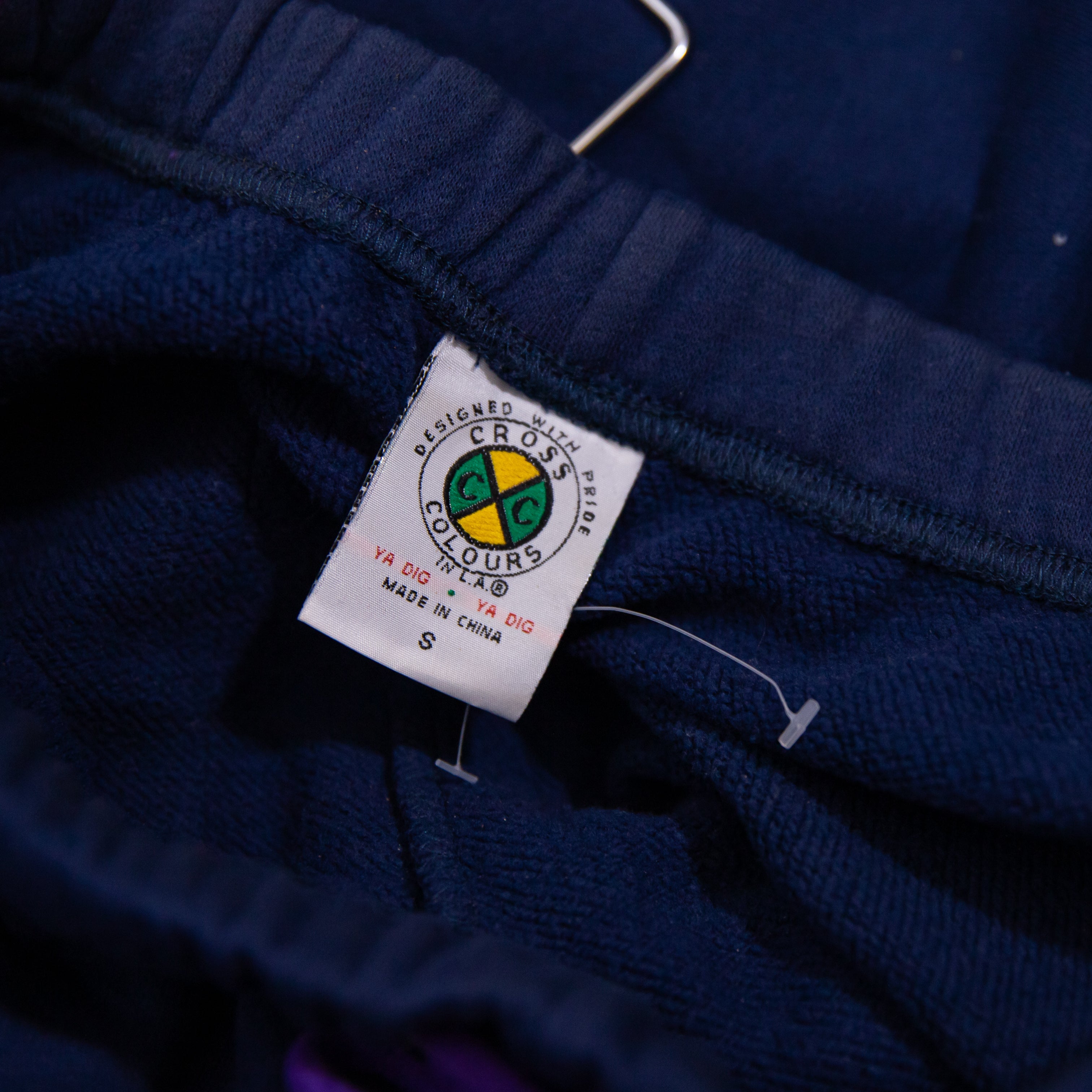 Cross Colours Stripe Cotton Blend Fleece Terry Multi Color Joggers Track Pants S