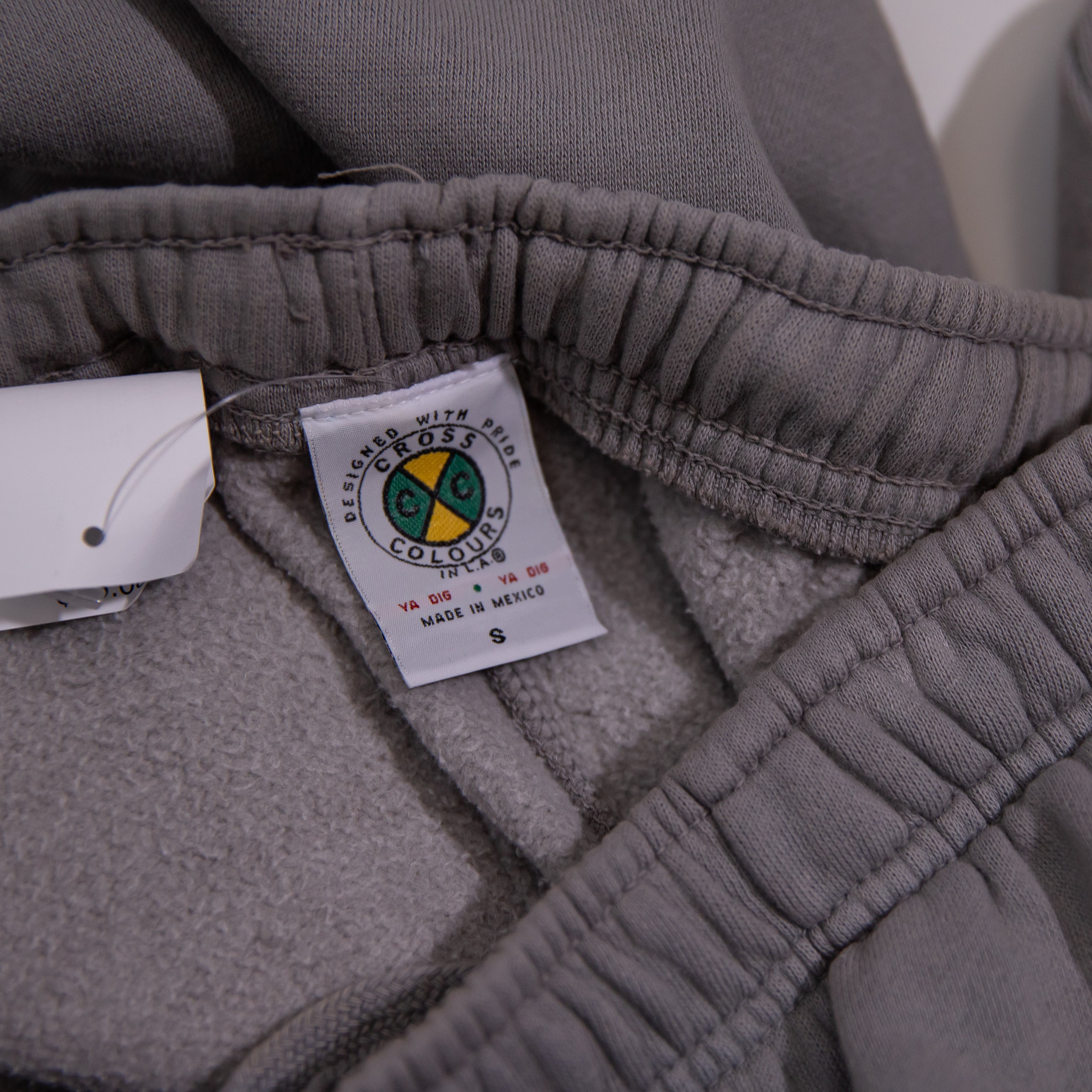 NEW Cross Colours World Peace Cotton Fleece Lined Pull On Joggers Sweat Pants S