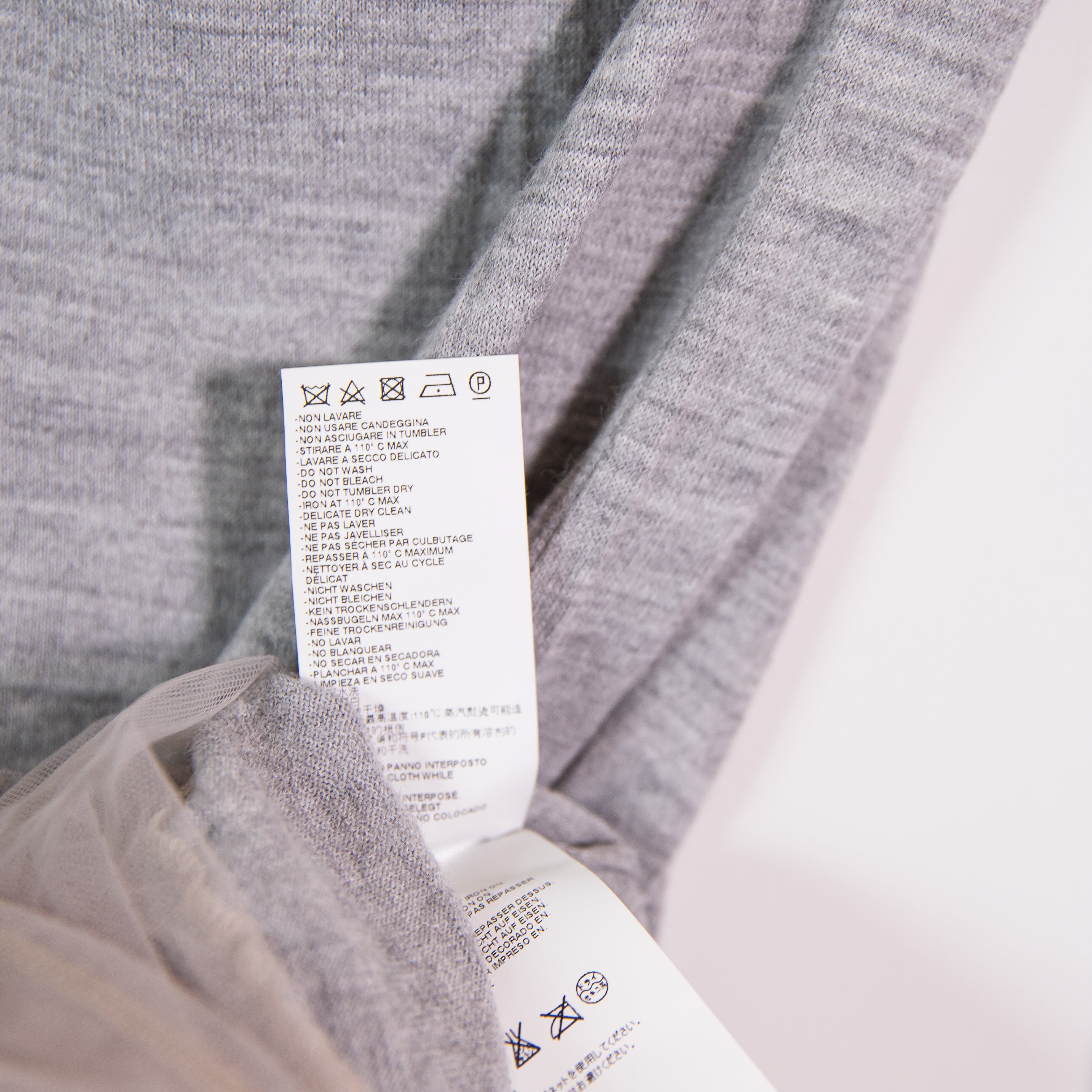 Maison Martin Margiela Wool Blend Knit Stretch Tulle Mesh Trim Sweater Dress S