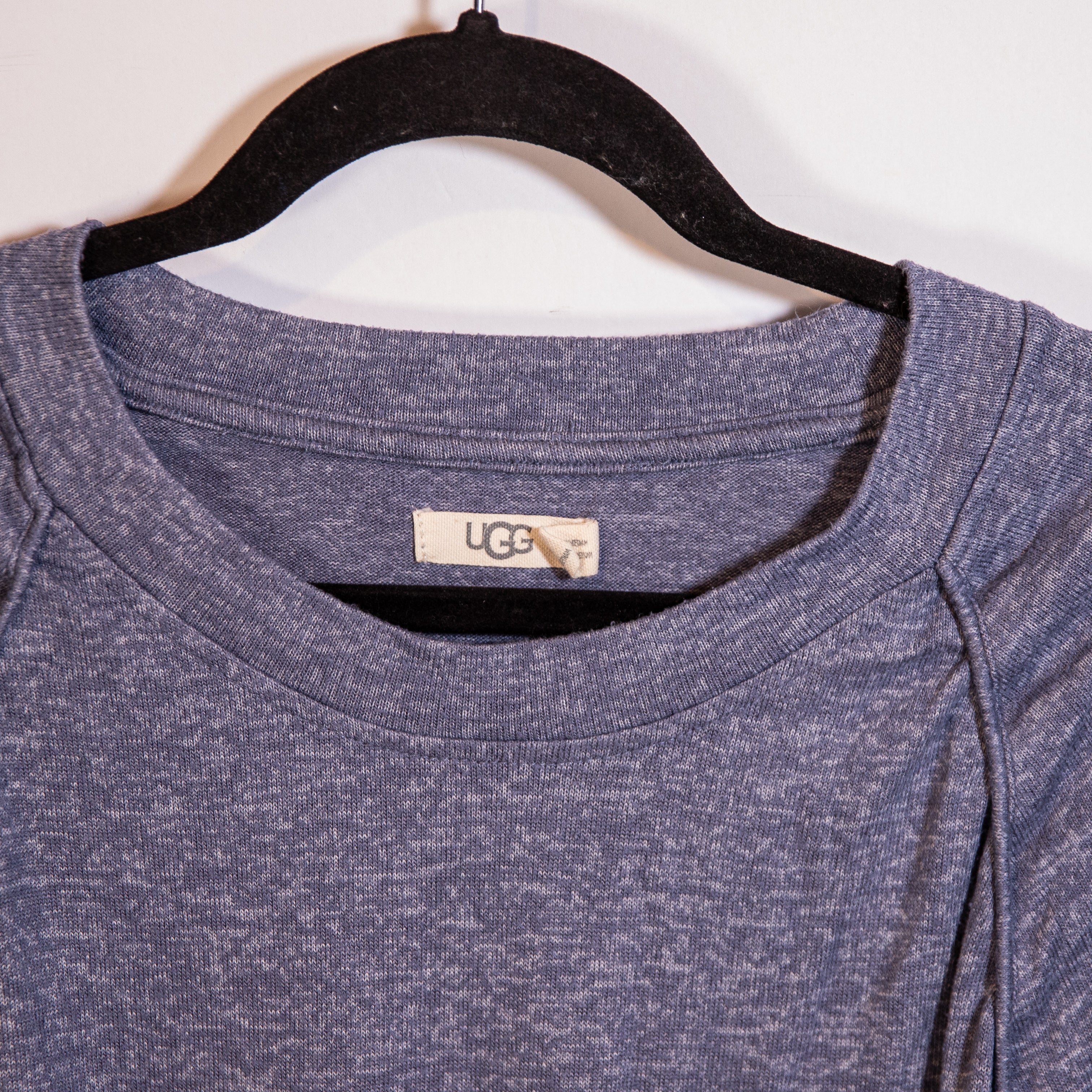 Ugg Gable Crew Neck Long Sleeve Cinch Tie Waist Pullover Sweater Blue Gray M