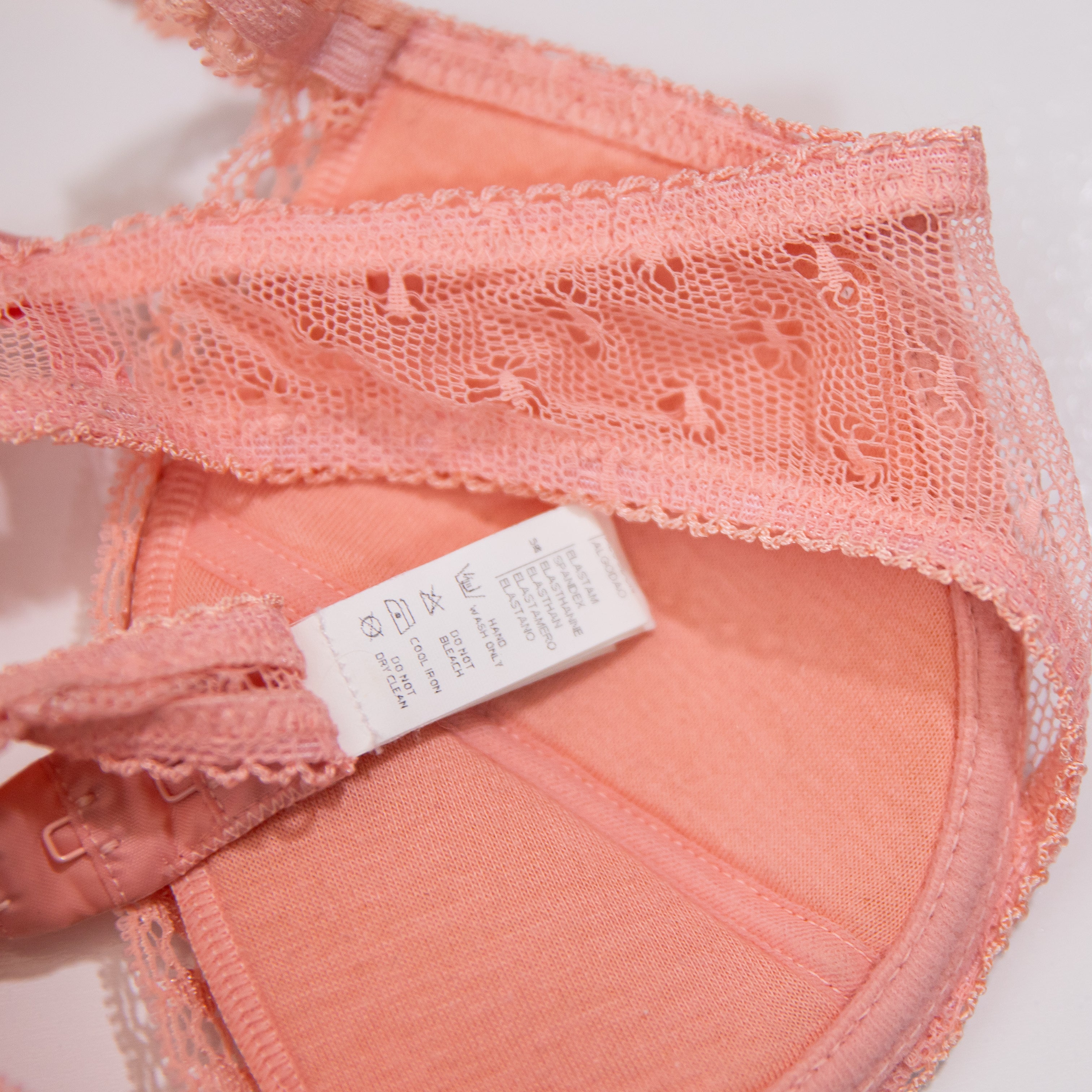 La Perla Made In Italy Lace Underwire Cup Lounge Intimates Bra Peach Pink 34A