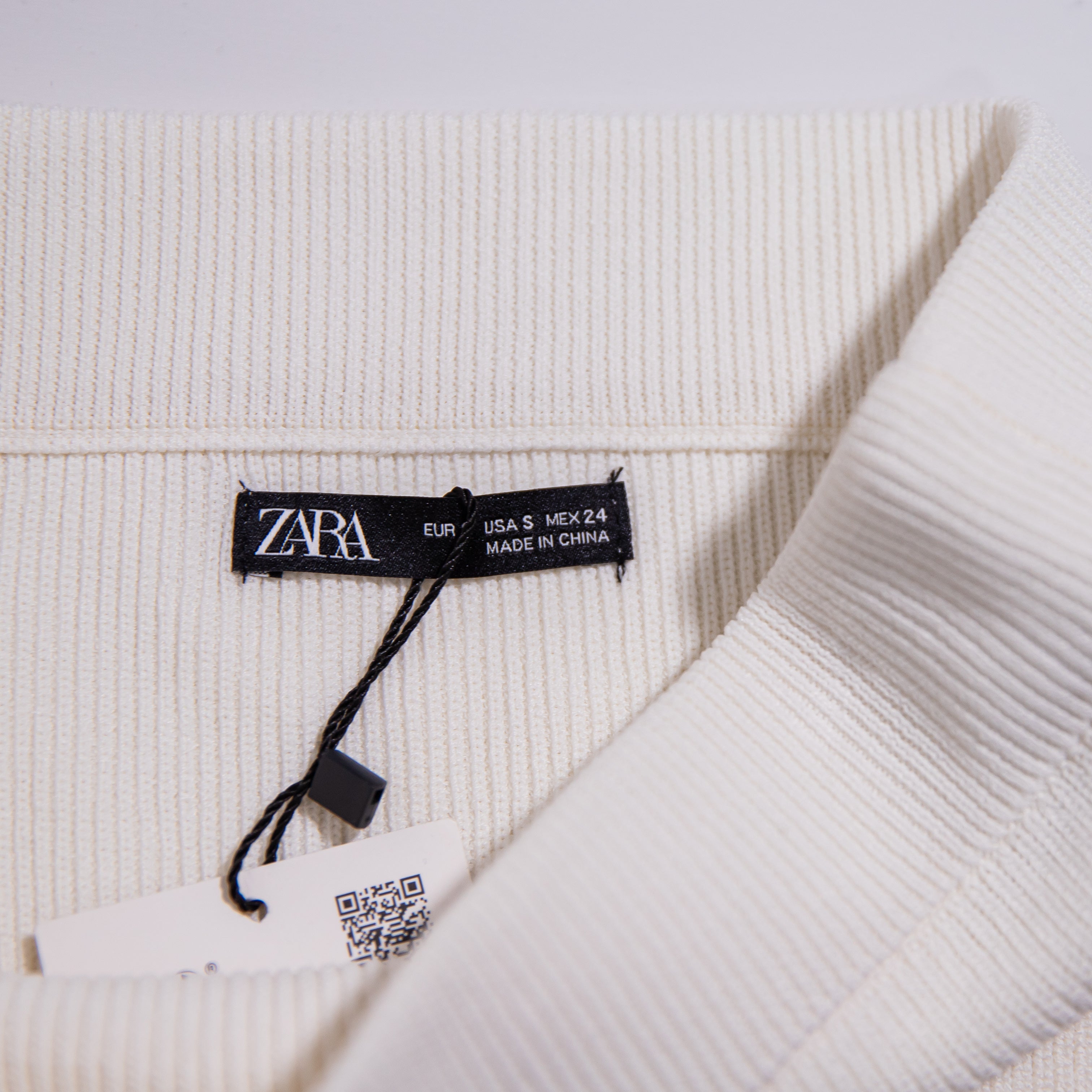 NEW Zara Ribbed Knit Stretch High Rise Full Coverage Bottom Shorts Ivory Small