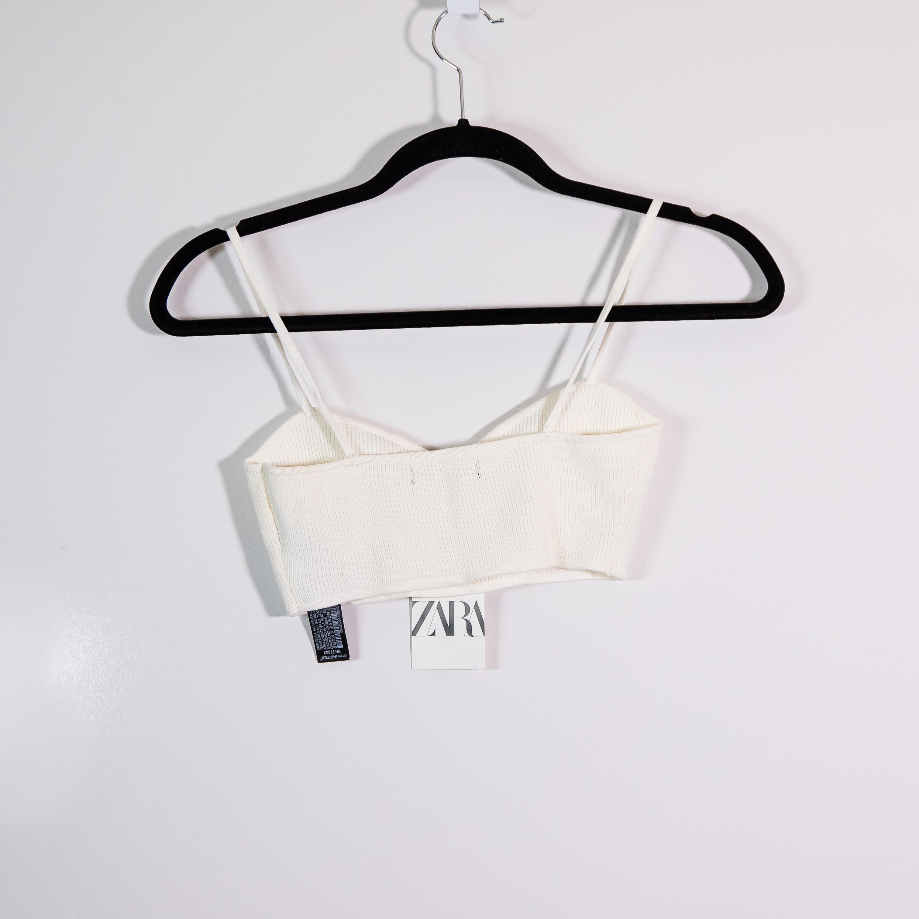 NEW Zara Ribbed Knit Stretch Sweetheart Neckline Crop Tank Top Small Ivory White