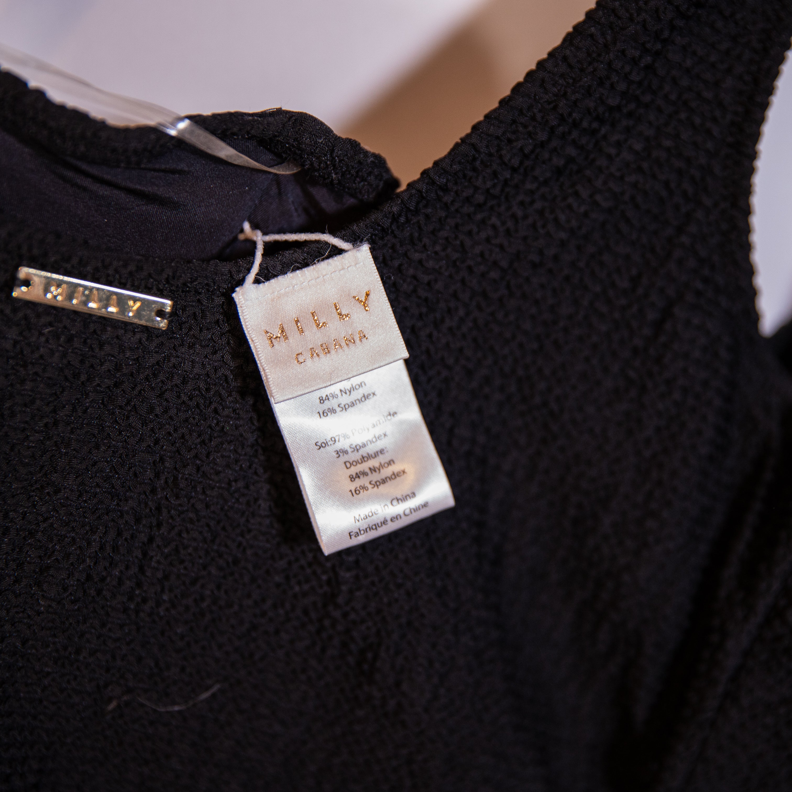 Milly Cabana Joni One Shoulder One Piece Swimsuit Bathing Suit Black Medium