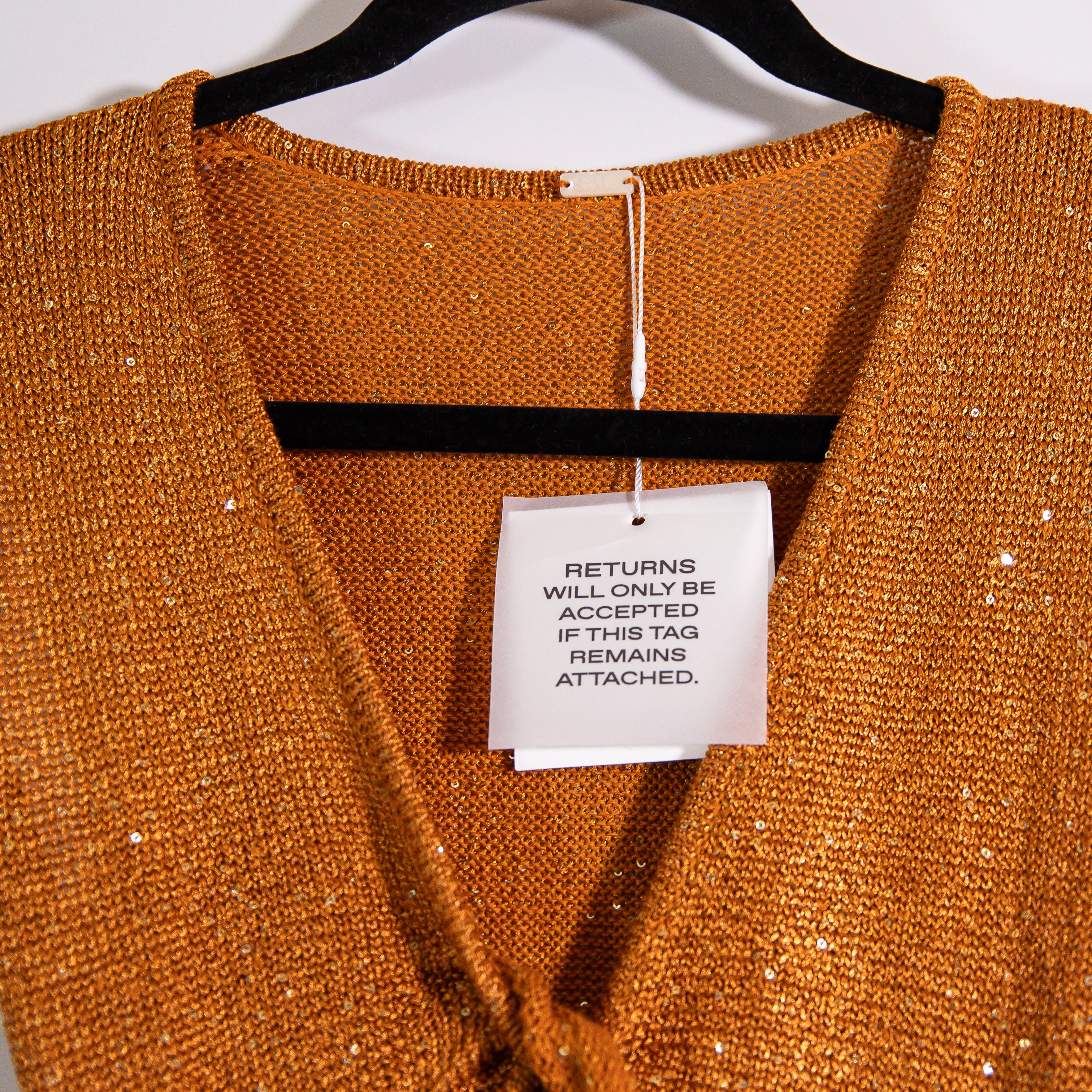 NEW Same Cut Out Twist Cotton Blend Knit Stretch Sequin Embellished Dress Copper