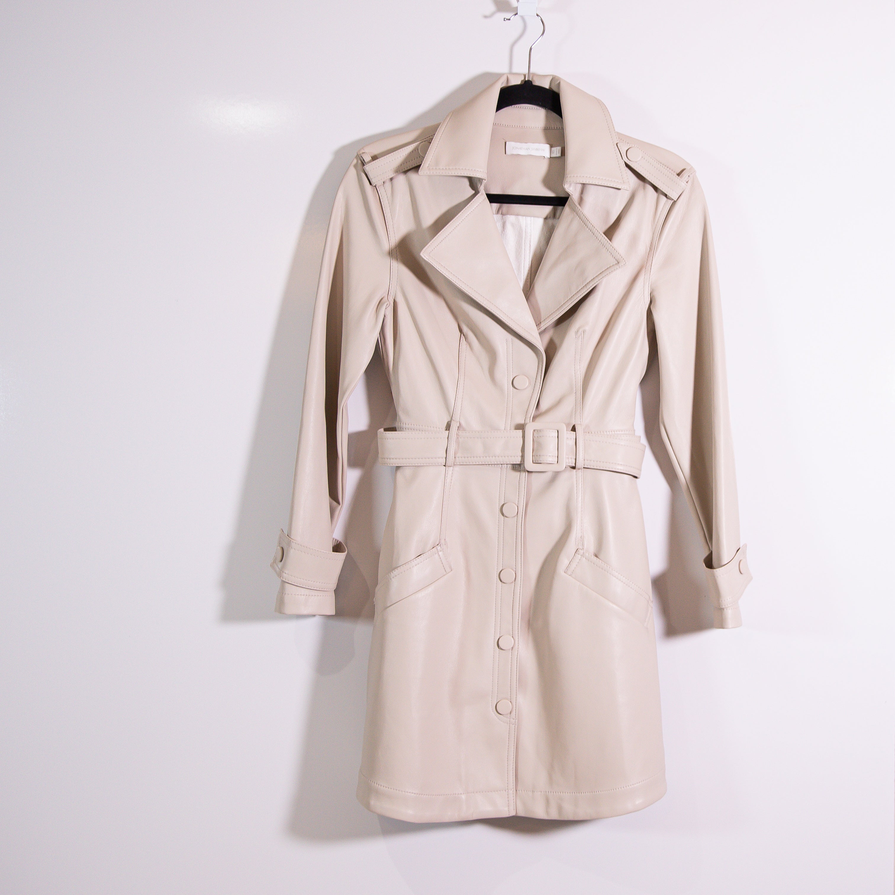 Jonathan Simkhai Chandler Faux Vegan Leather Long Sleeve Trench Coat Minidress