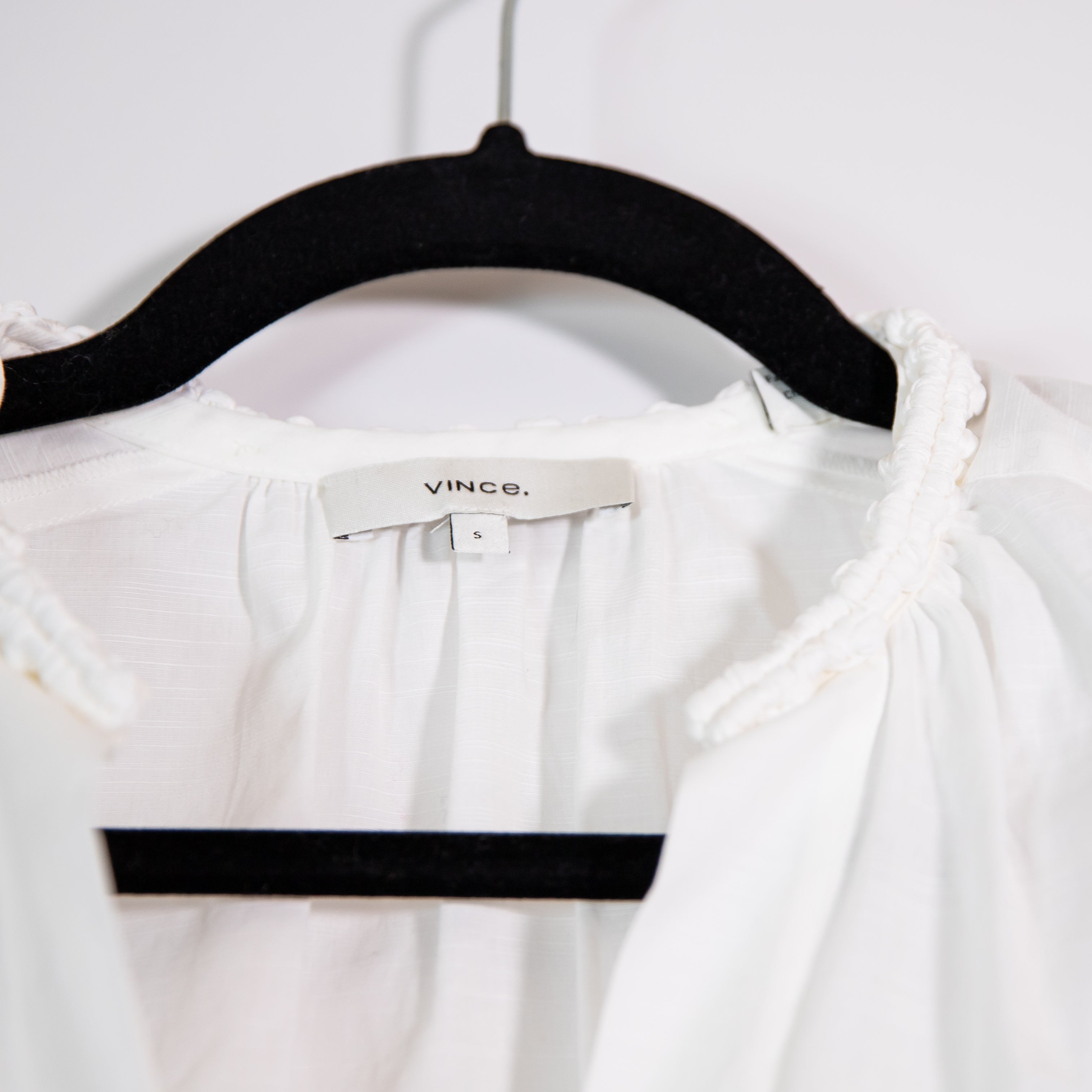 Vince Women's Braid Trim Cotton Poplin Button Front Long Sleeve Blouse Shirt Top