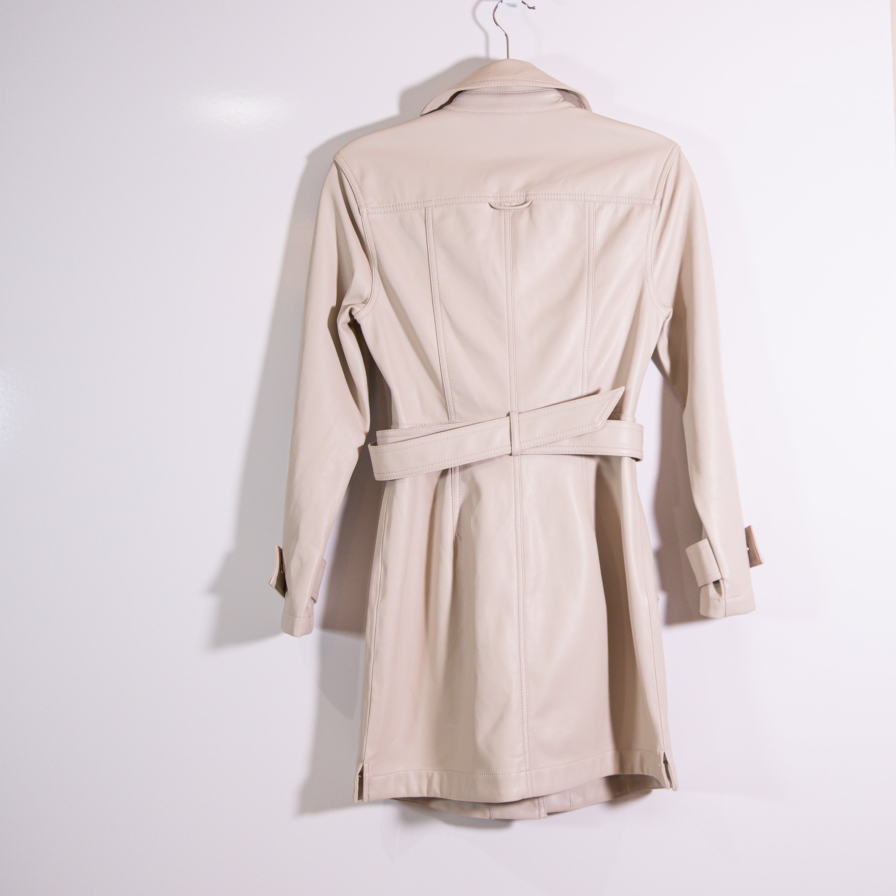 Jonathan Simkhai Chandler Faux Vegan Leather Long Sleeve Trench Coat Minidress