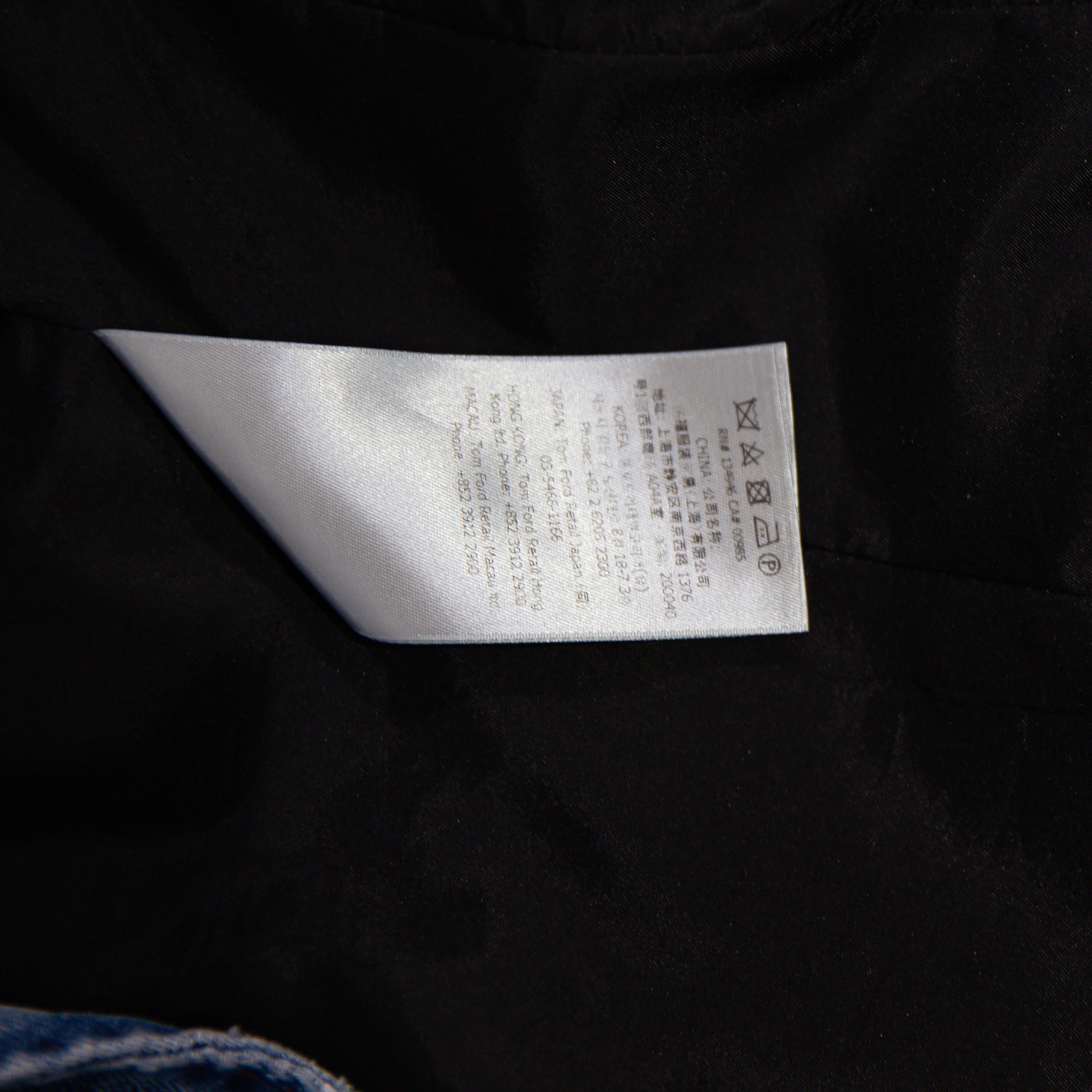 Tom Ford Women's Cotton Two Button Multi Pocket Denim Jean Blazer Jacket Blue 36