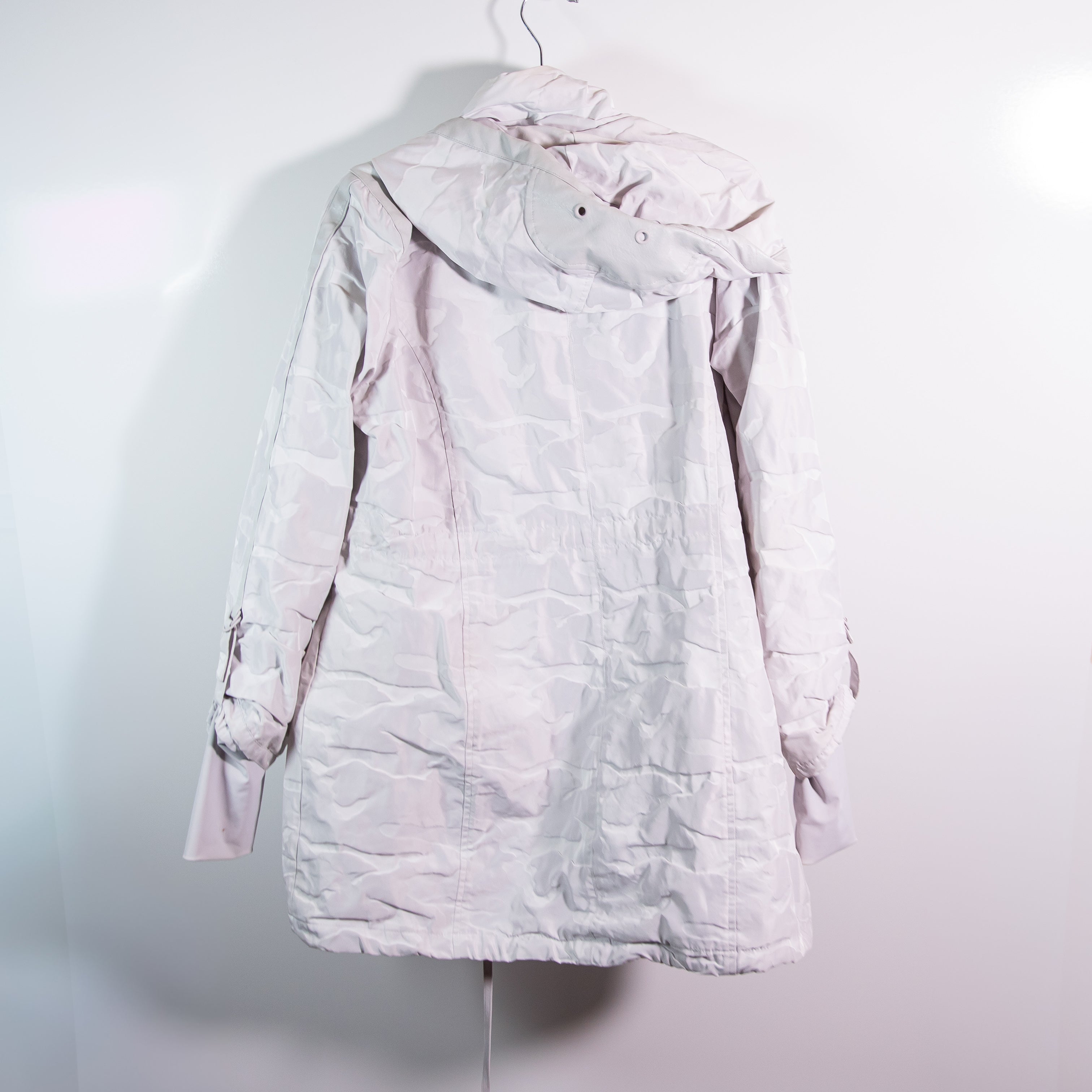 Blanc Noir Women's Gray White Camo Print Grenadier Anorak Rain Jacket Large