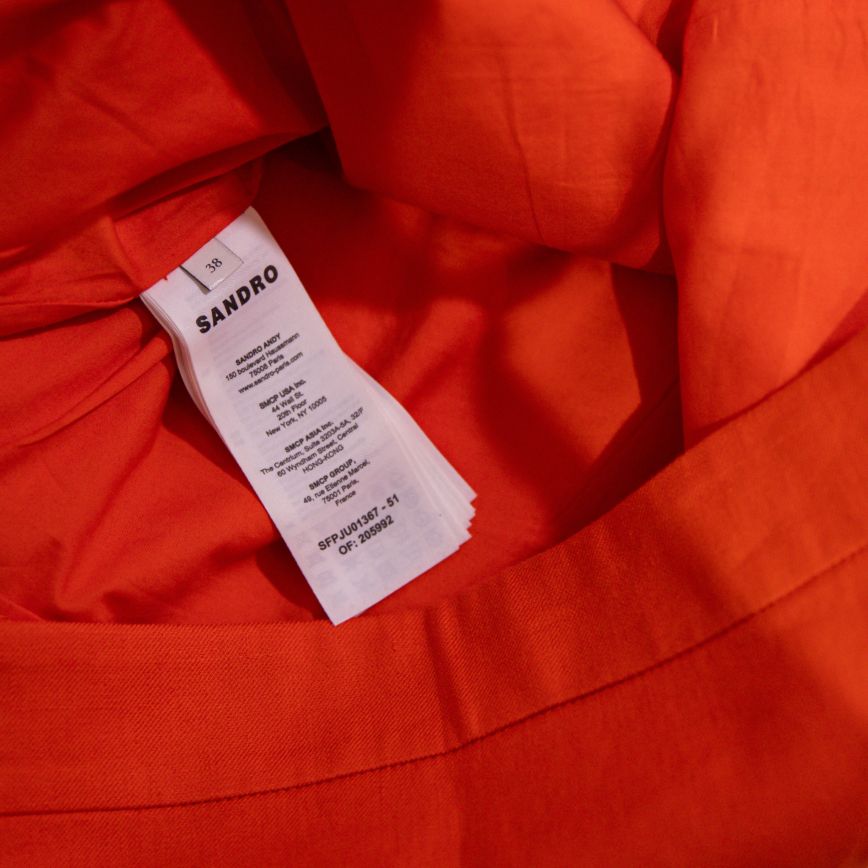 Sandro Women's Linen Button Front Pockets A Line Mini Skirt Orange Small