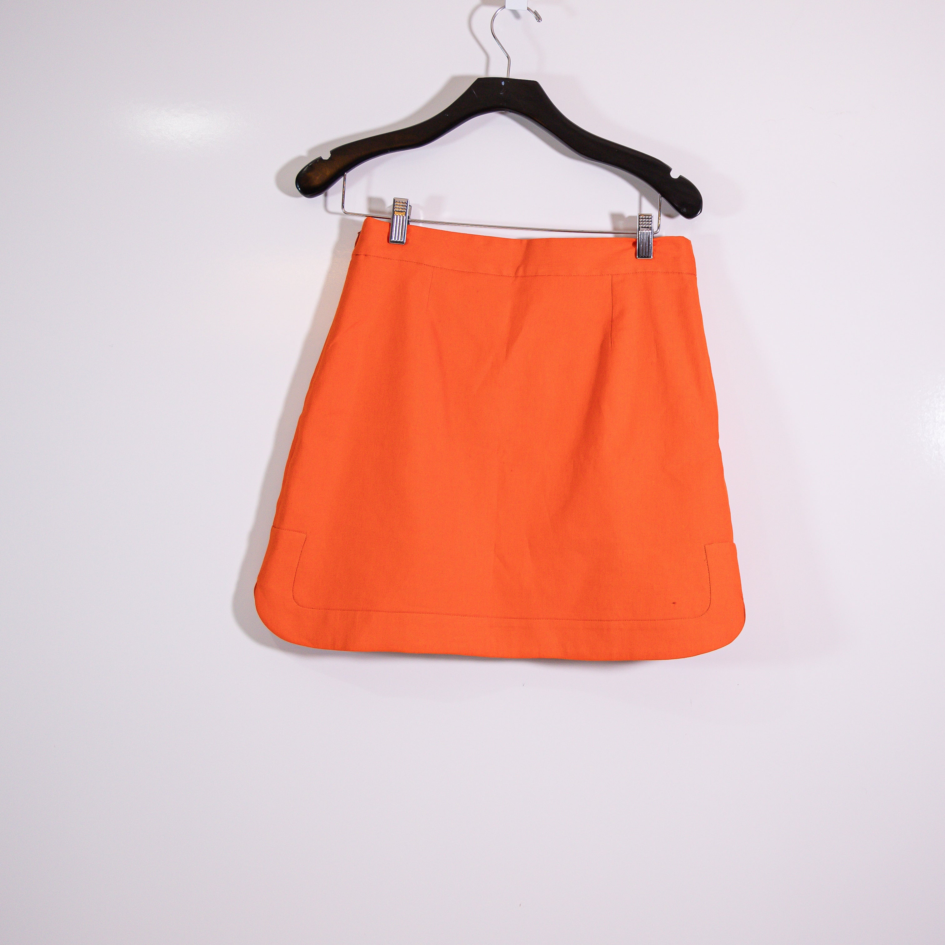 Sandro Women's Linen Button Front Pockets A Line Mini Skirt Orange Small