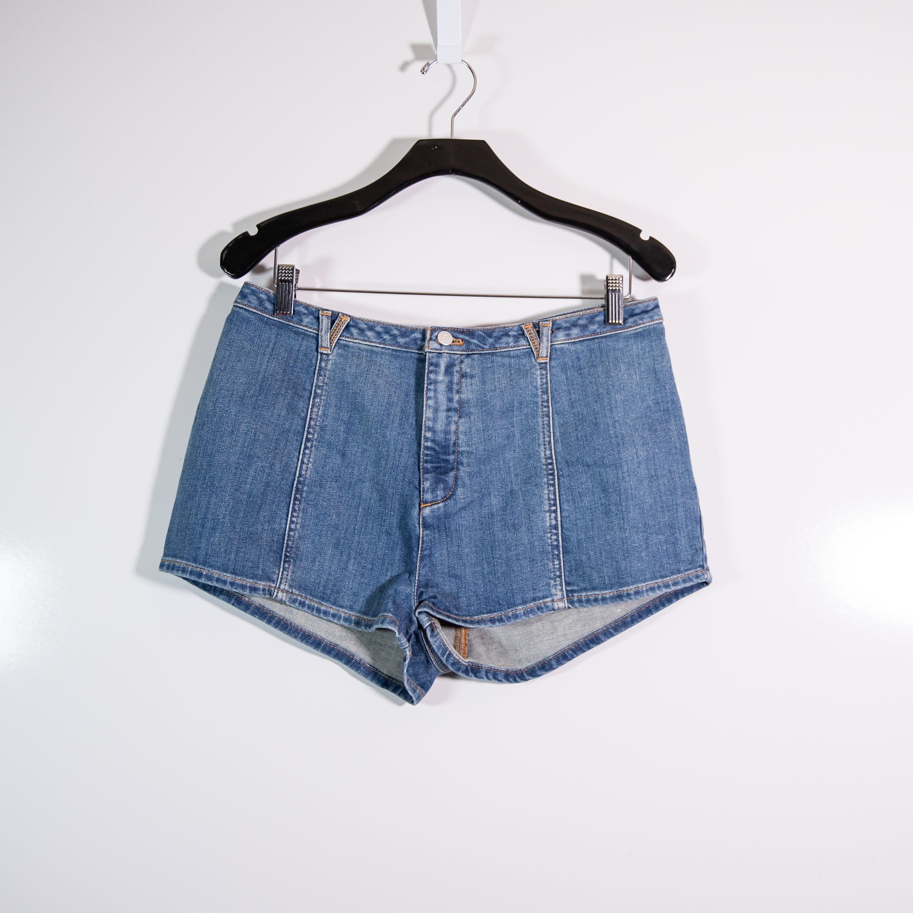 NEW Pilcro Anthropologie Cotton Stretch Low Rise Mini Denim Jean Shorts Blue 31