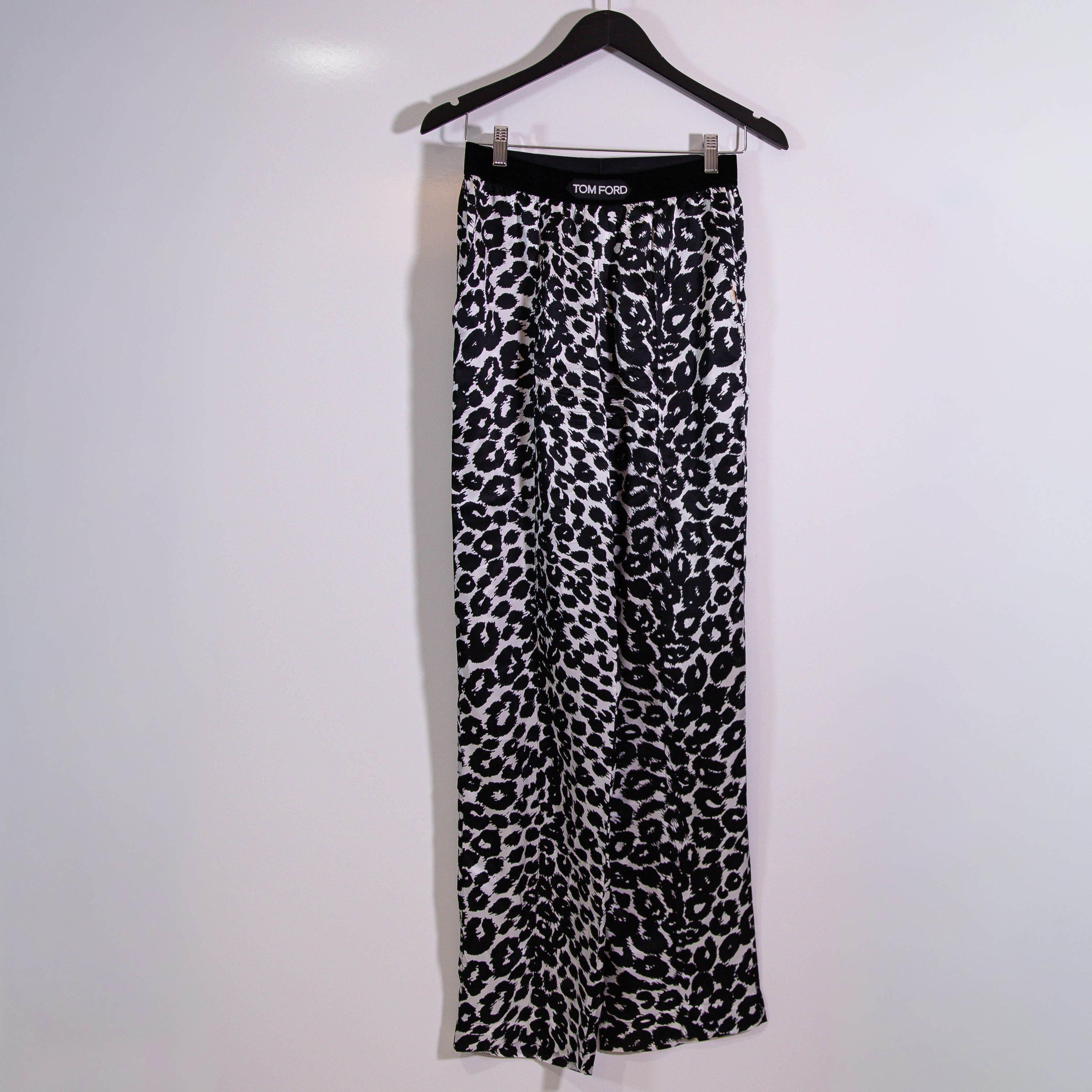 Tom Ford Silk Chiffon Satin Cheetah Leopard Animal Print Straight Leg Pants XS
