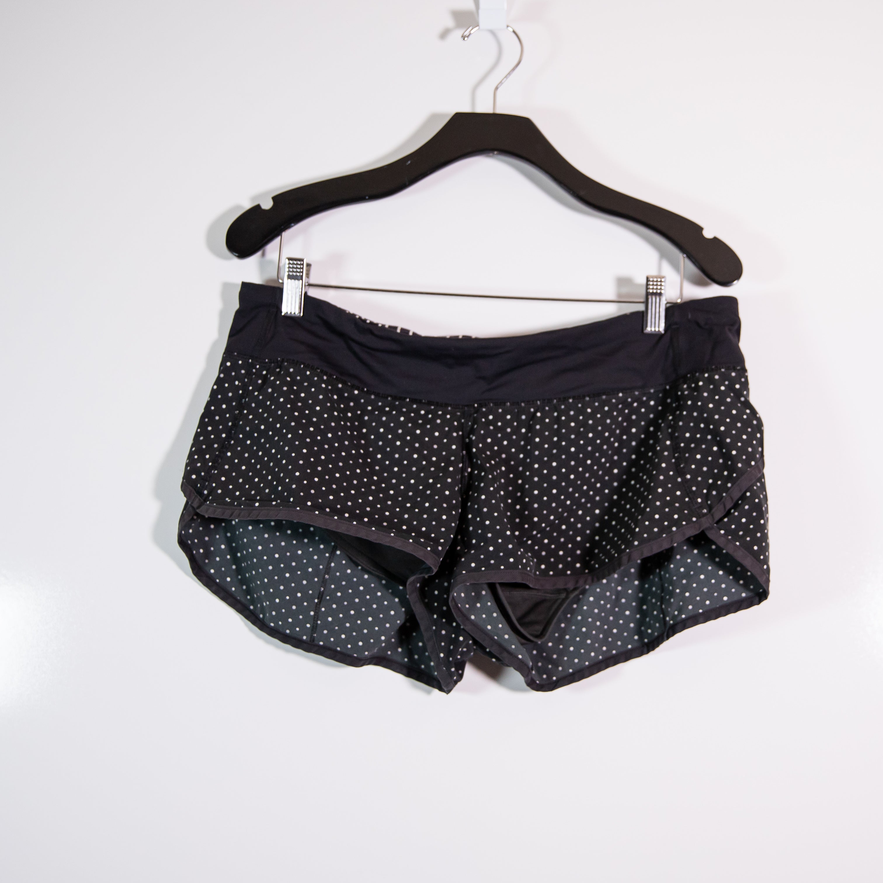 Lululemon Women's Run: Speed Athletic Shorts 2-Way Stretch Chevron Dot Black 10