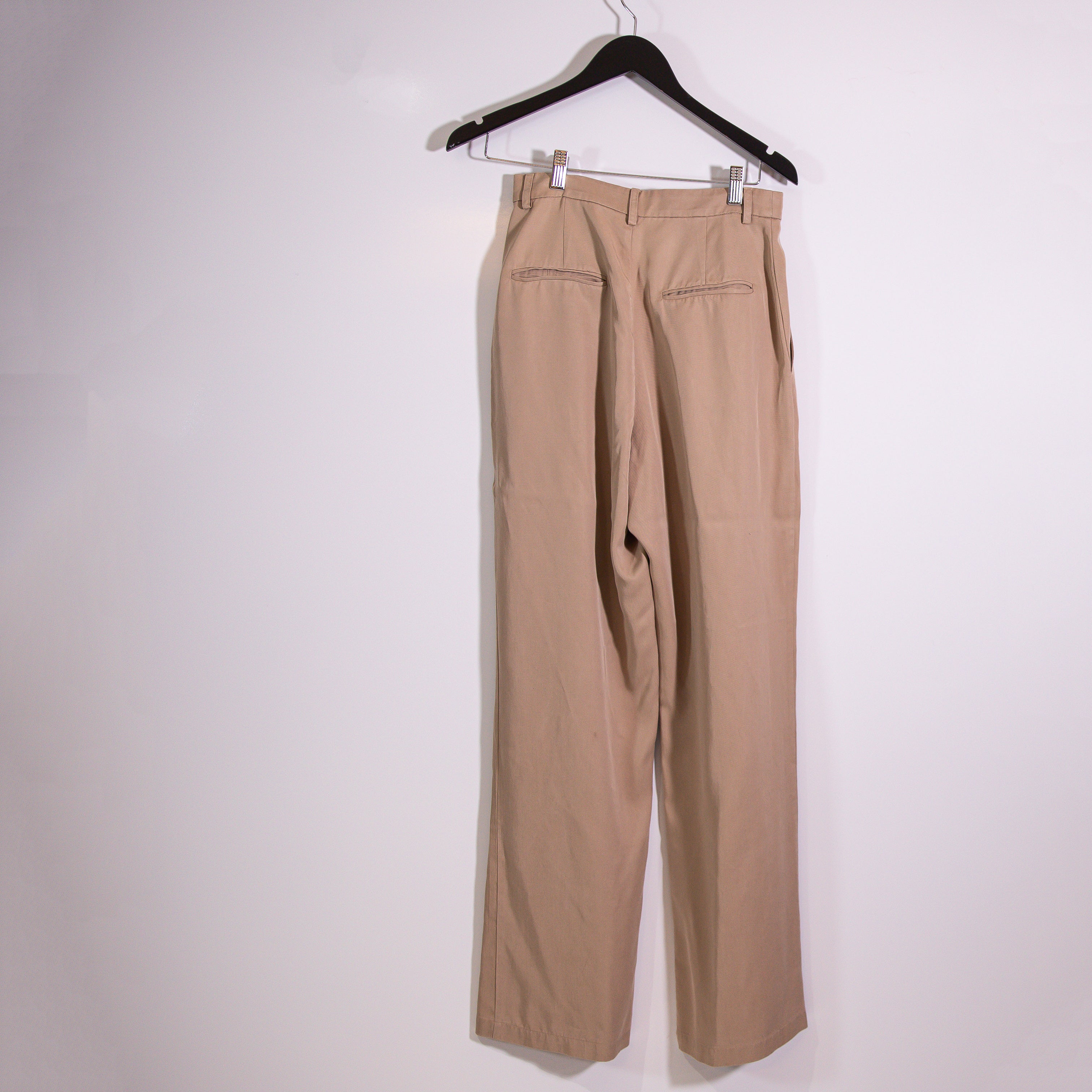Reformation Mason High Waisted Pleated Straight Leg Trouser Pants Brown Beige 4