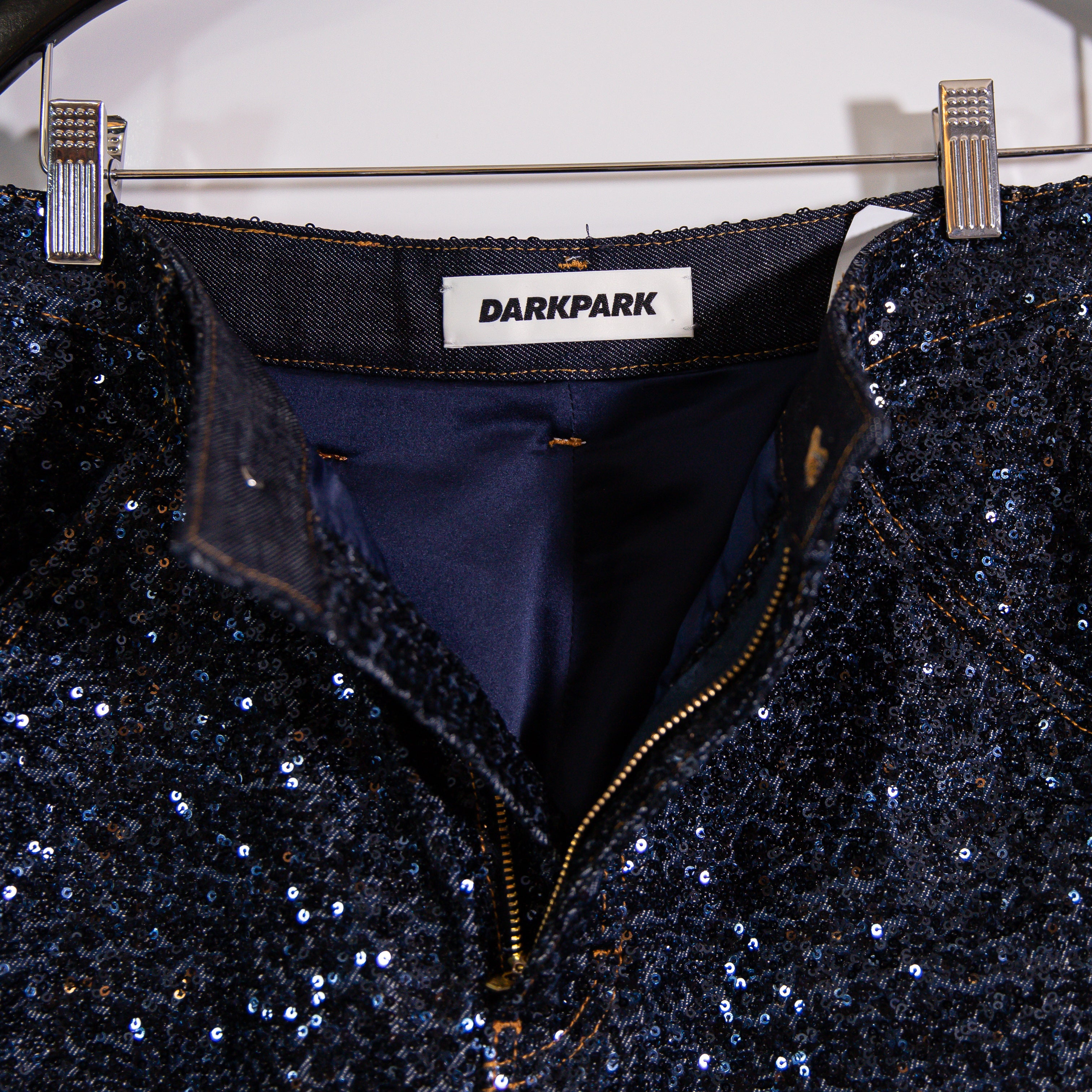 Darkpark Women's Sequin Sparkle Embellished Cotton Blend Straight Leg Jeans XS