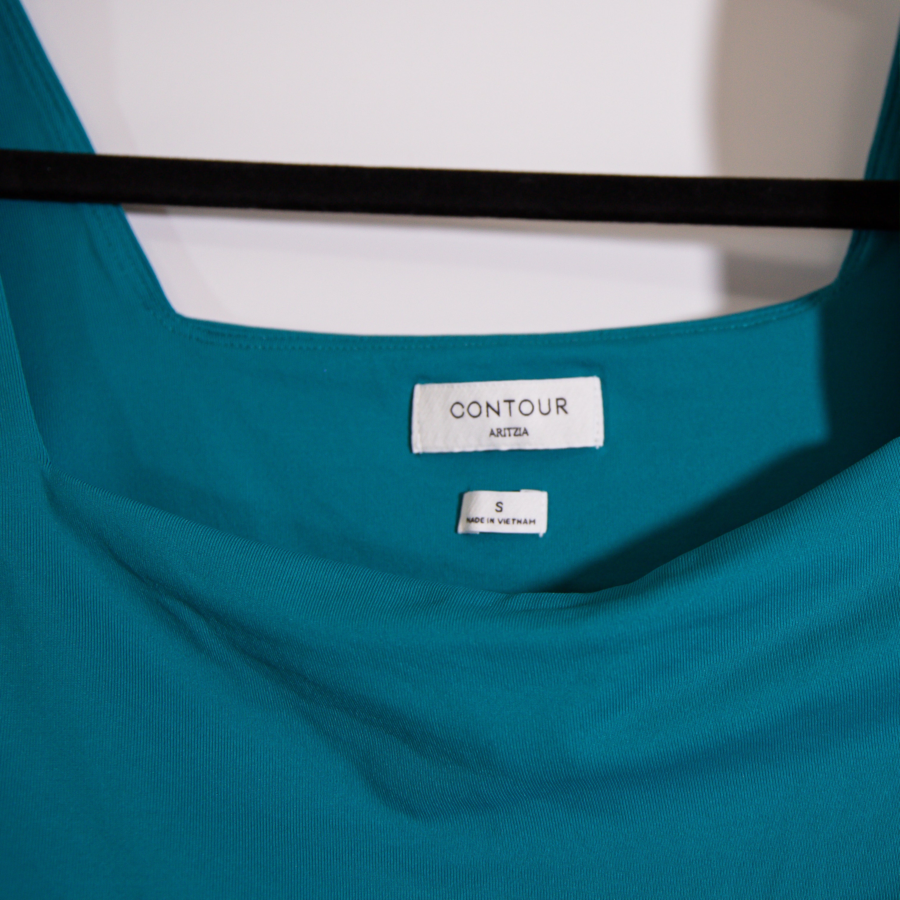 Aritzia Contour Squareneck Short Sleeve One Piece Bodysuit Teal Blue Small