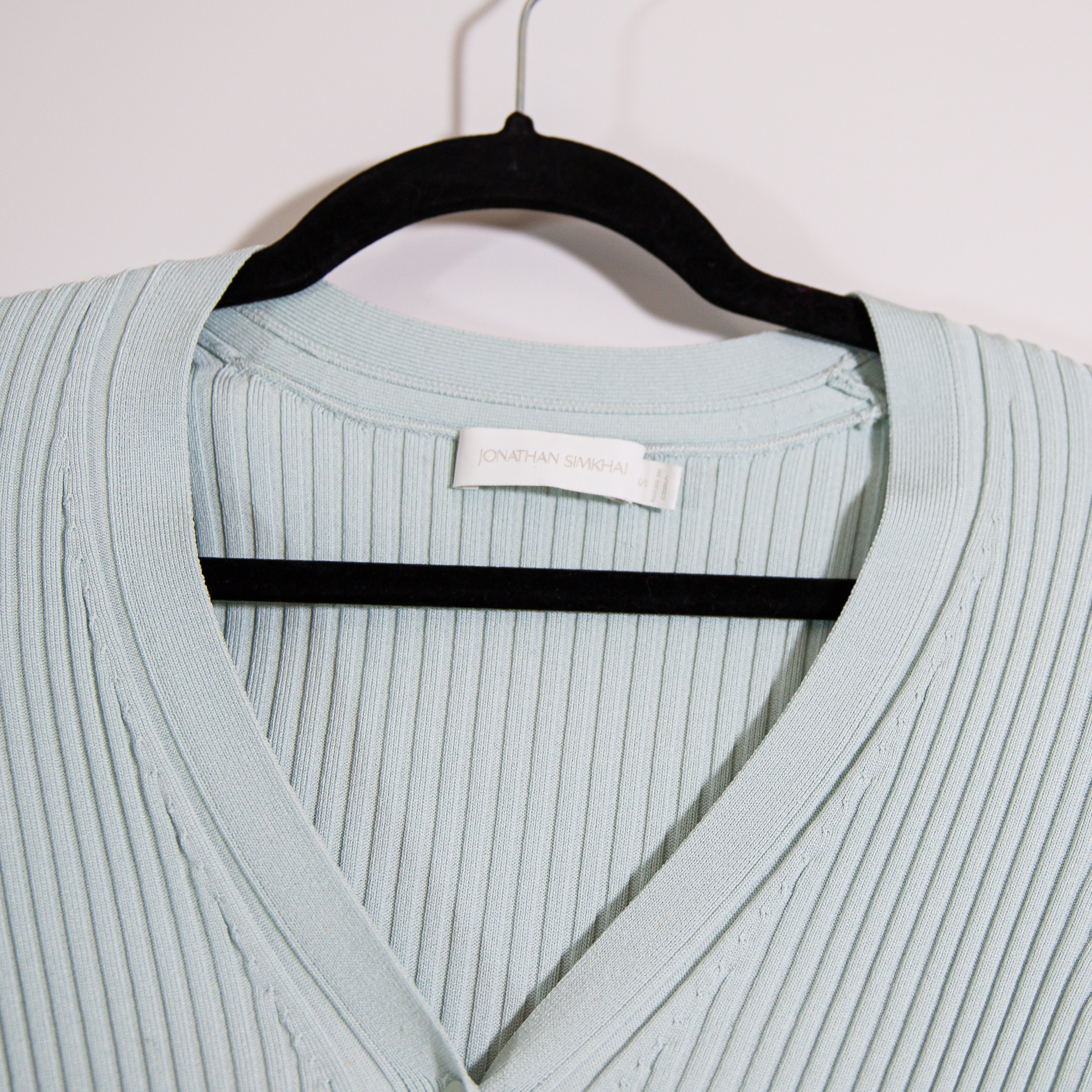 Jonathan Simkhai Women’s Ailany Ribbed Knit Stretch Shrunken Cardigan Sweater S