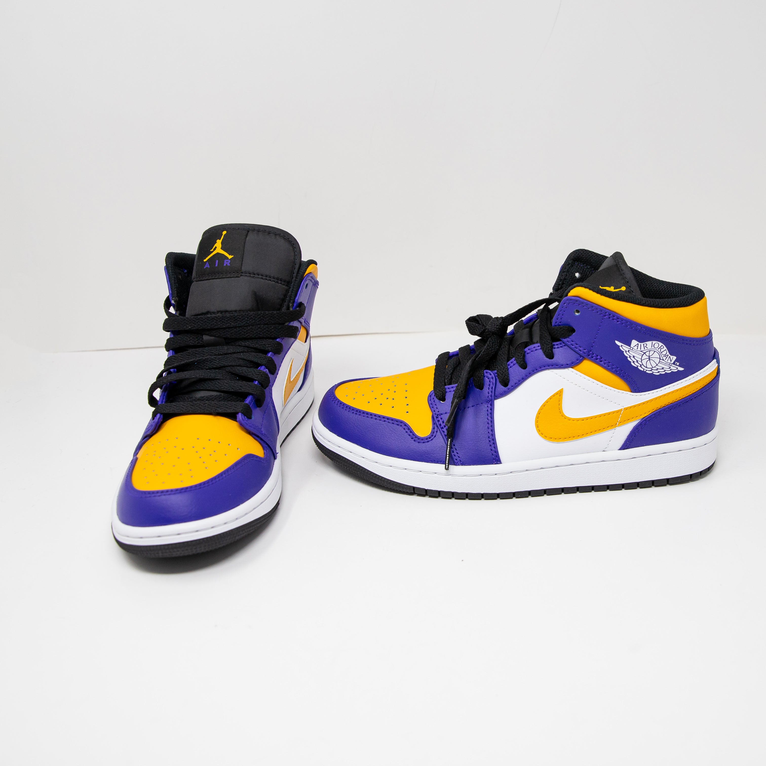 NEW Nike Air Jordan 1 Mid Top Leather Lakers Sneakers Shoes Dark Concord Taxi