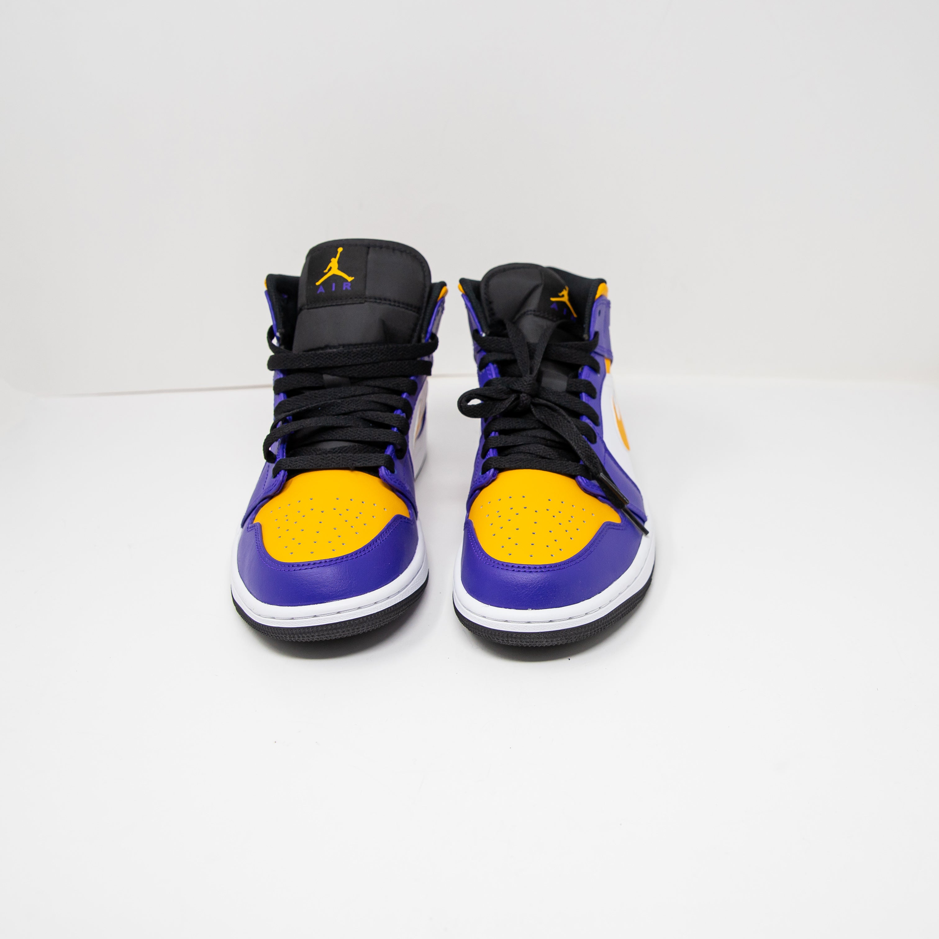 NEW Nike Air Jordan 1 Mid Top Leather Lakers Sneakers Shoes Dark Concord Taxi