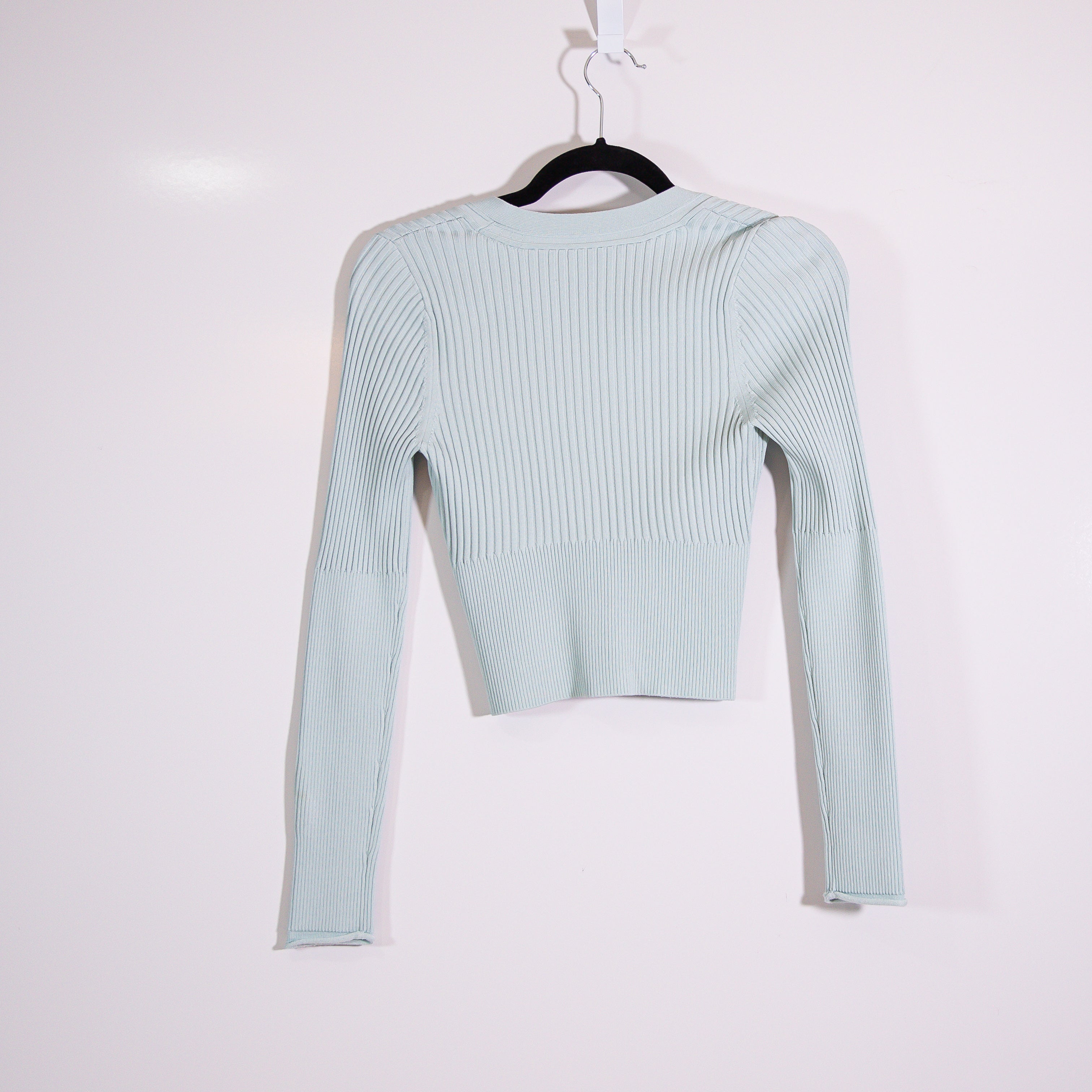 Jonathan Simkhai Women’s Ailany Ribbed Knit Stretch Shrunken Cardigan Sweater S