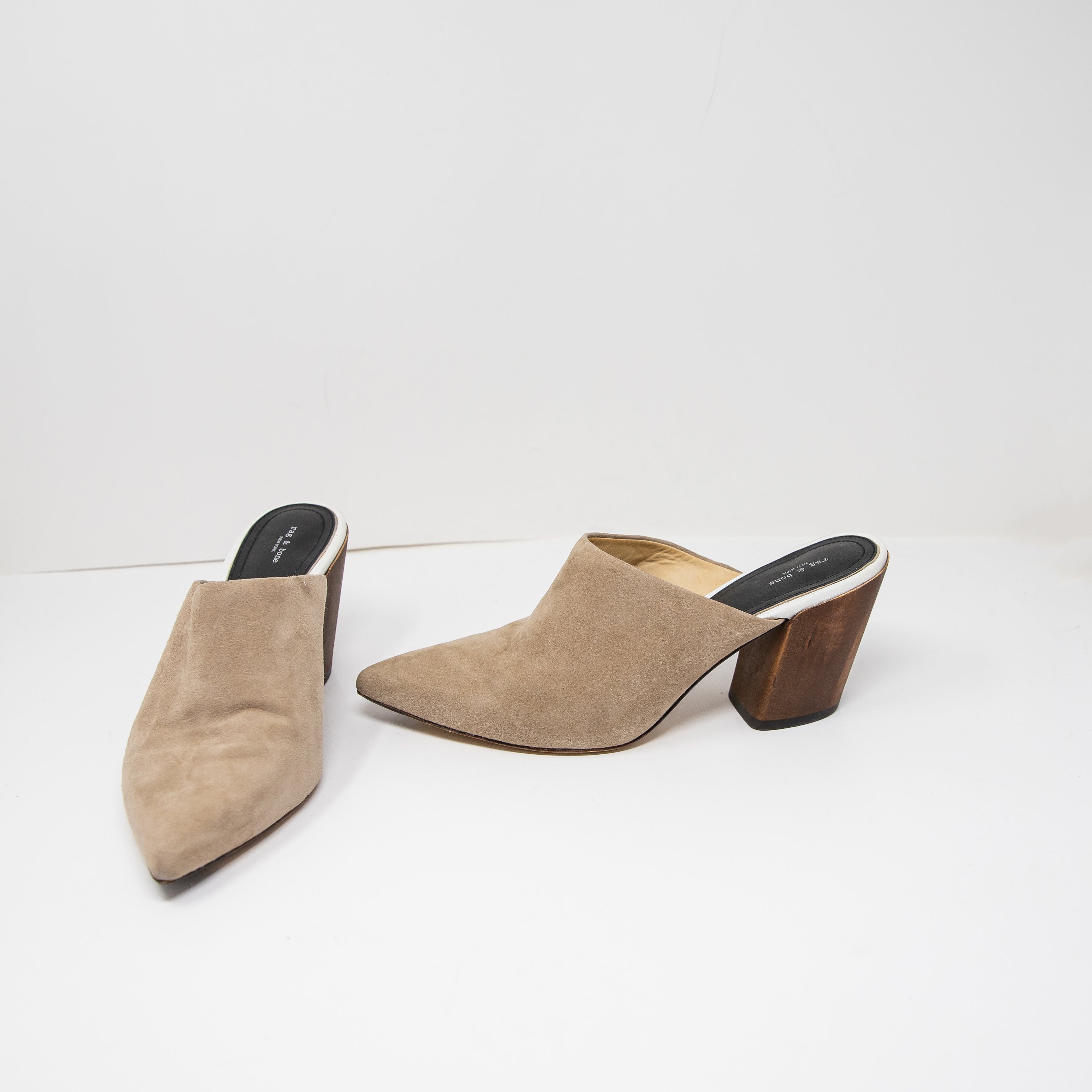 Rag & Bone Joni Women's Genuine Suede Leather Pointed Toe Slip On Mules Shoes 9
