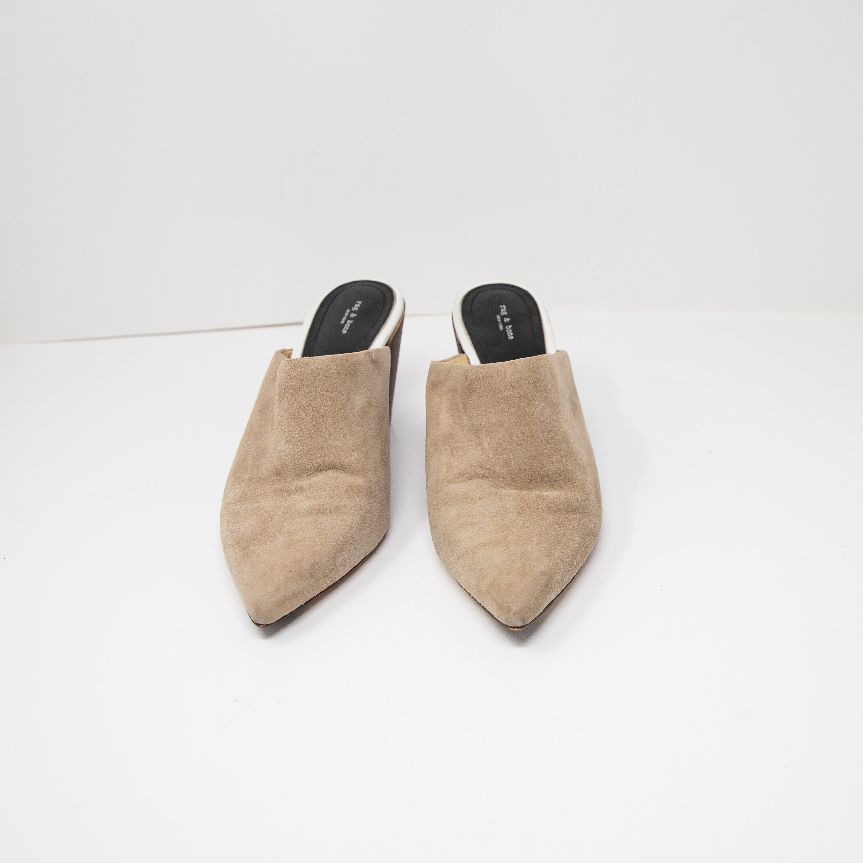 Rag & Bone Joni Women's Genuine Suede Leather Pointed Toe Slip On Mules Shoes 9