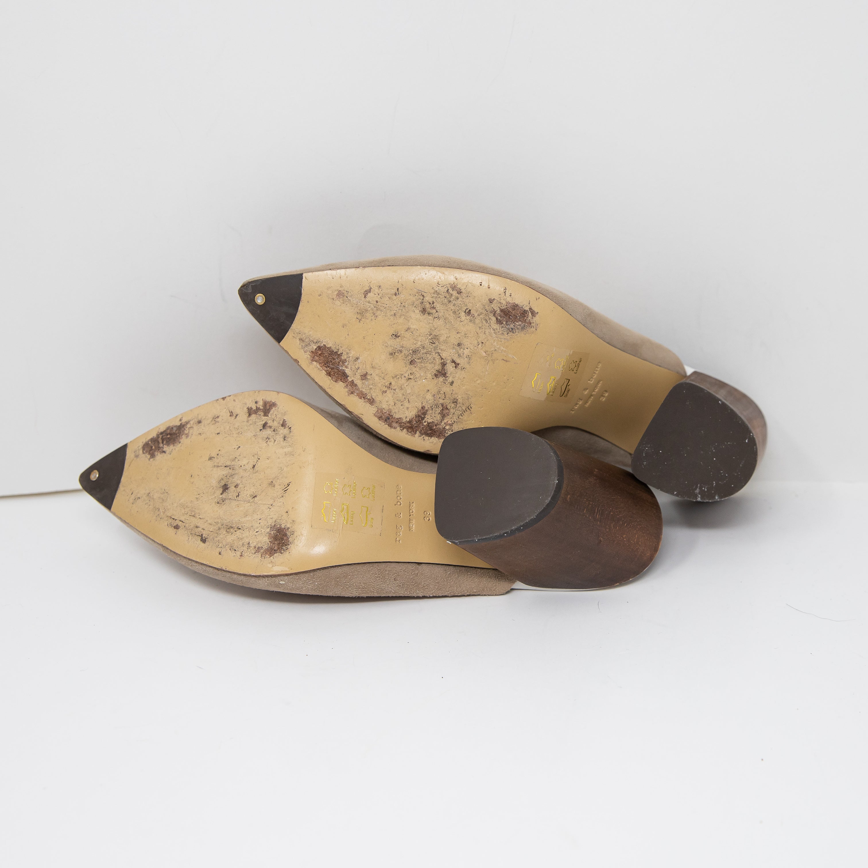 Rag & Bone Joni Women's Genuine Suede Leather Pointed Toe Slip On Mules Shoes 9