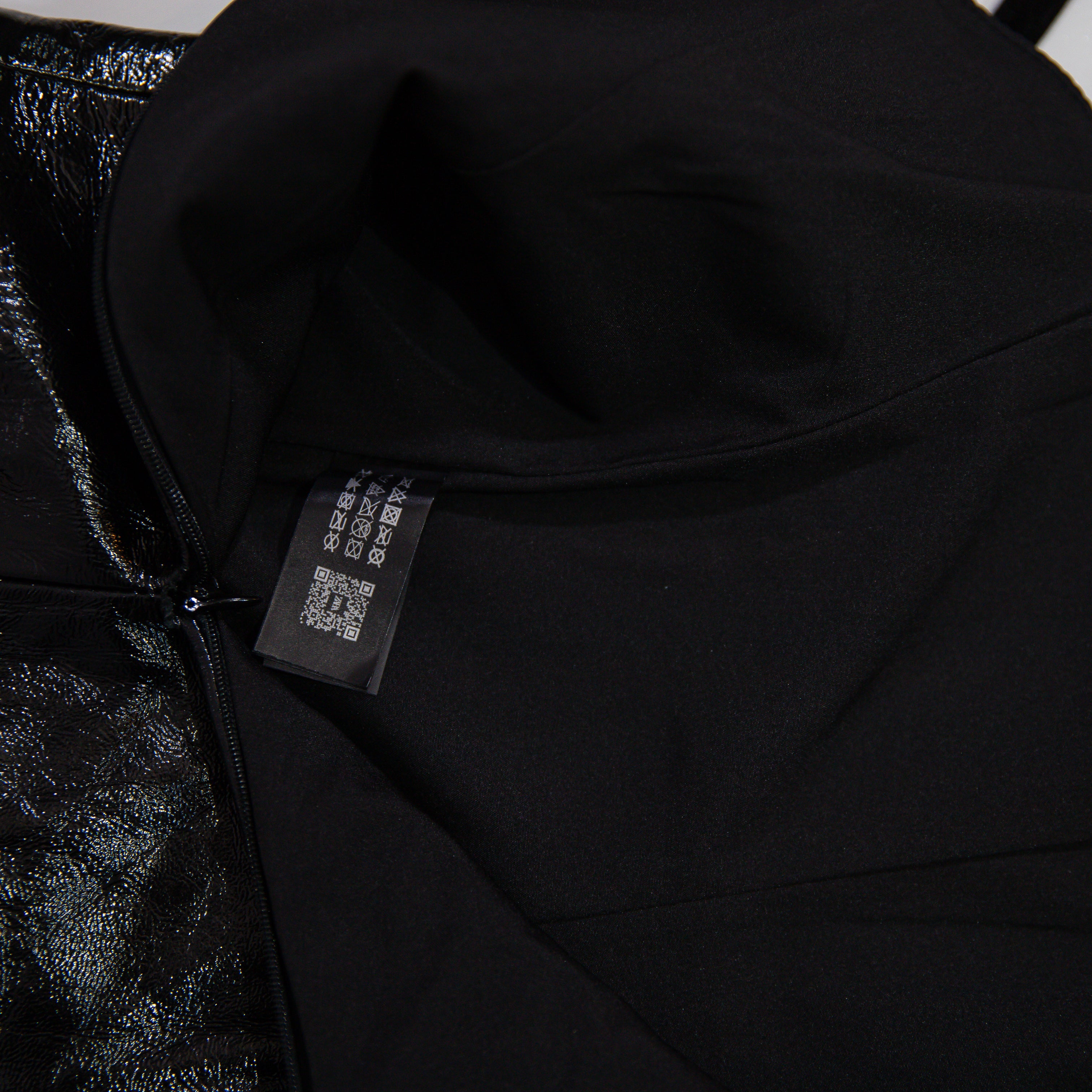 NEW Zara Genuine Patent Leather Strapless Stitched Corset Tank Top Solid Black M