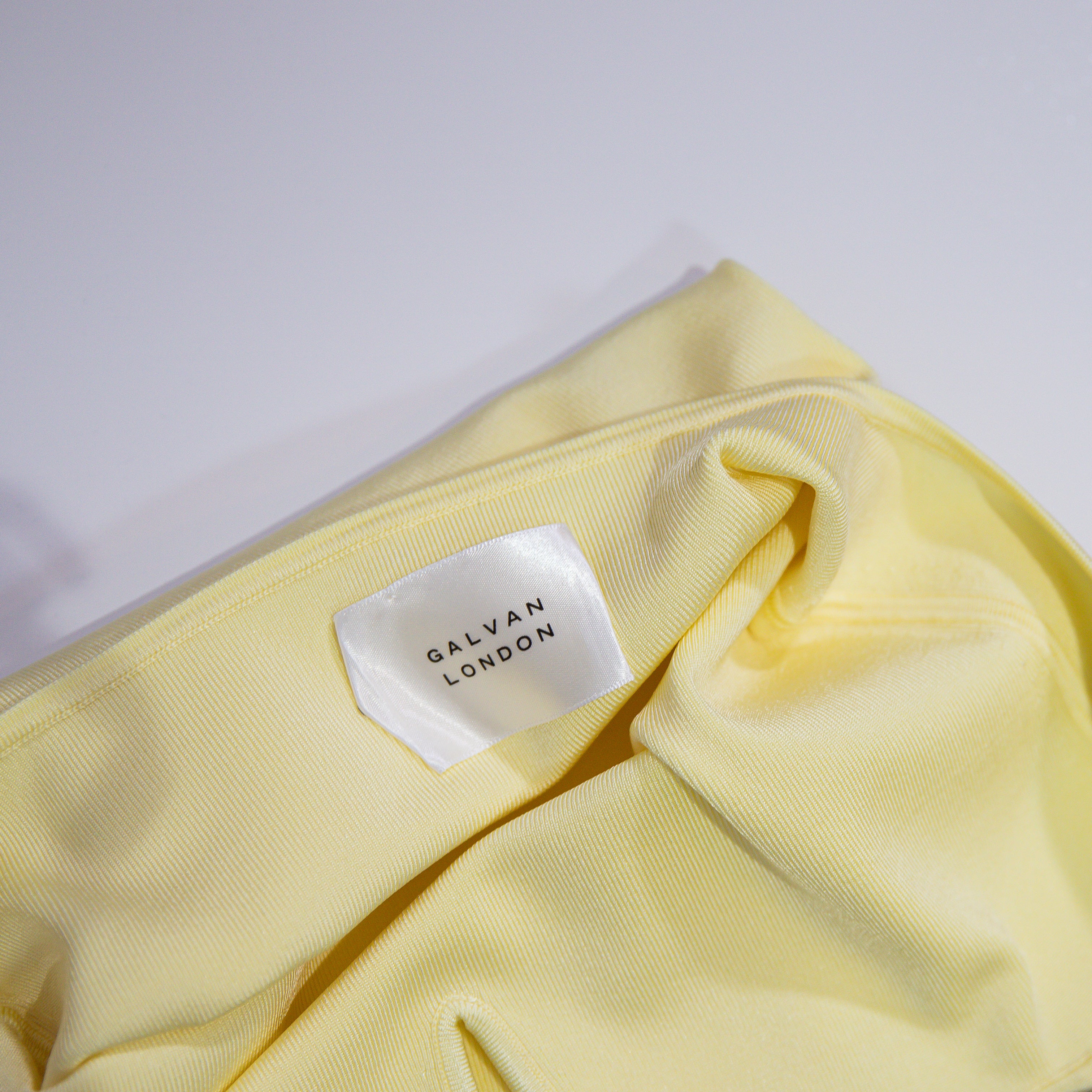 Galvan London Freya Stretch Rib Knit Sleeveless Square Neck Bodysuit Buttermilk