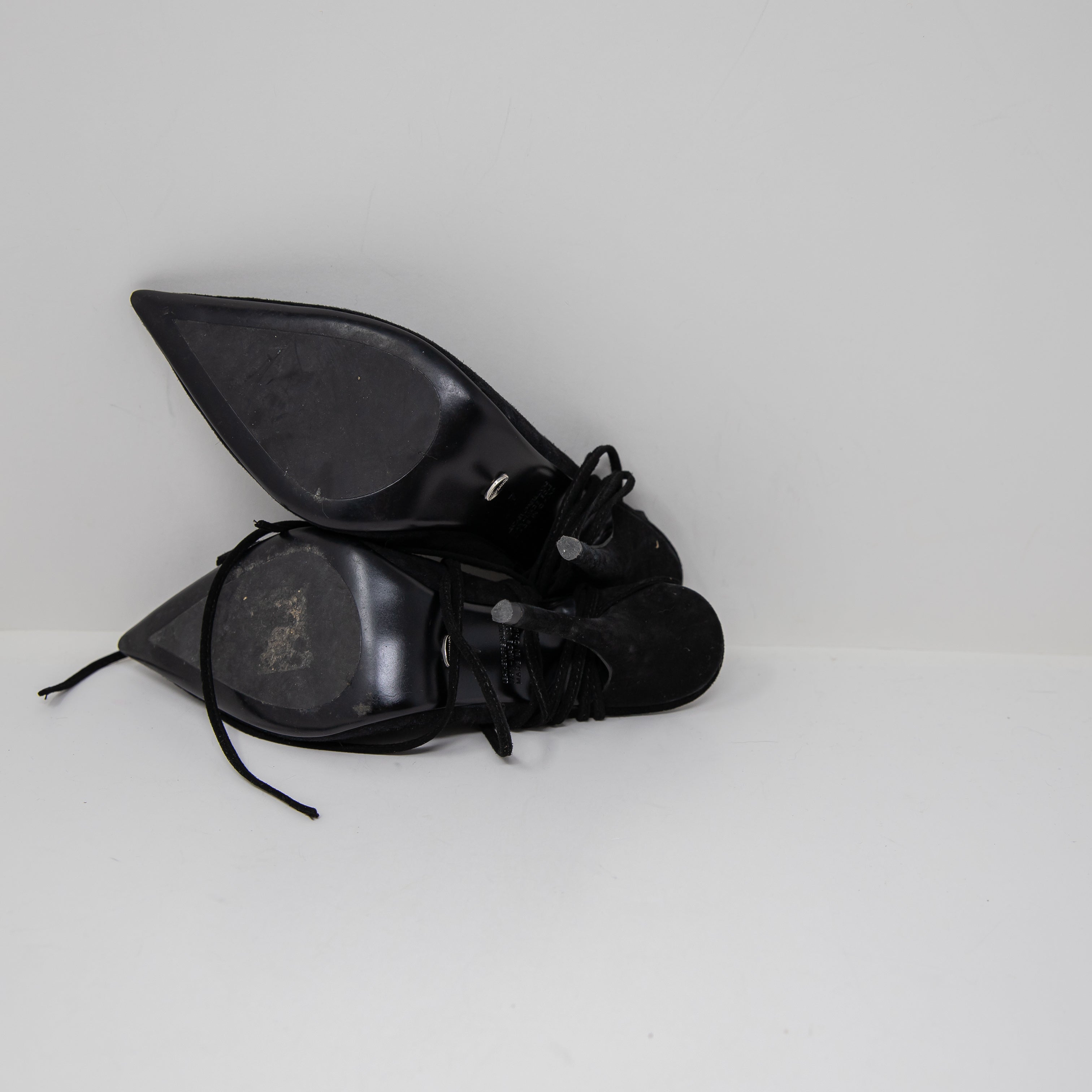 Tony Bianco Glint Genuine Suede Pointed Toe Ankle Wrap High Heels Shoes Black 7