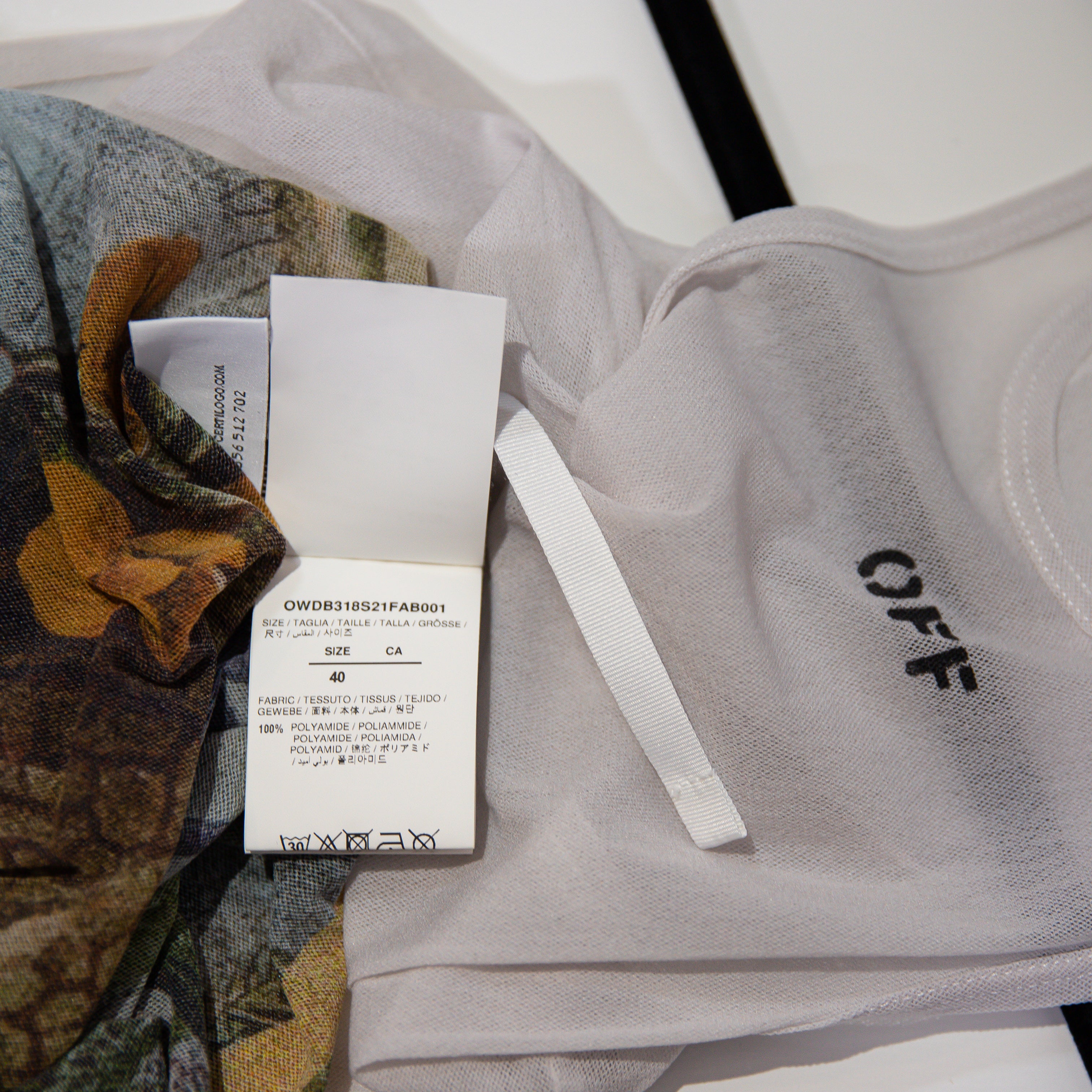 Off White Virgil Abloh Mesh Tulle Semi Sheer Sleeveless Garden Print Midi Dress