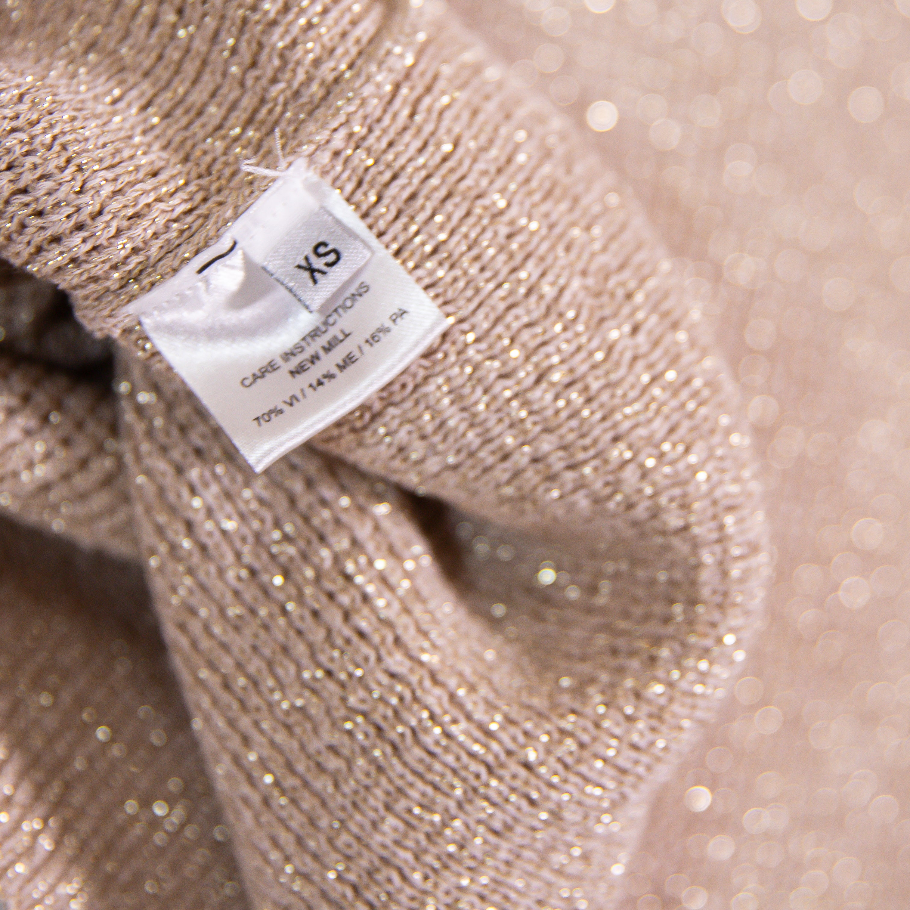 Alexandra Golovanoff Metallic Gold Sparkle Short Sleeve Collared Polo Sweater XS