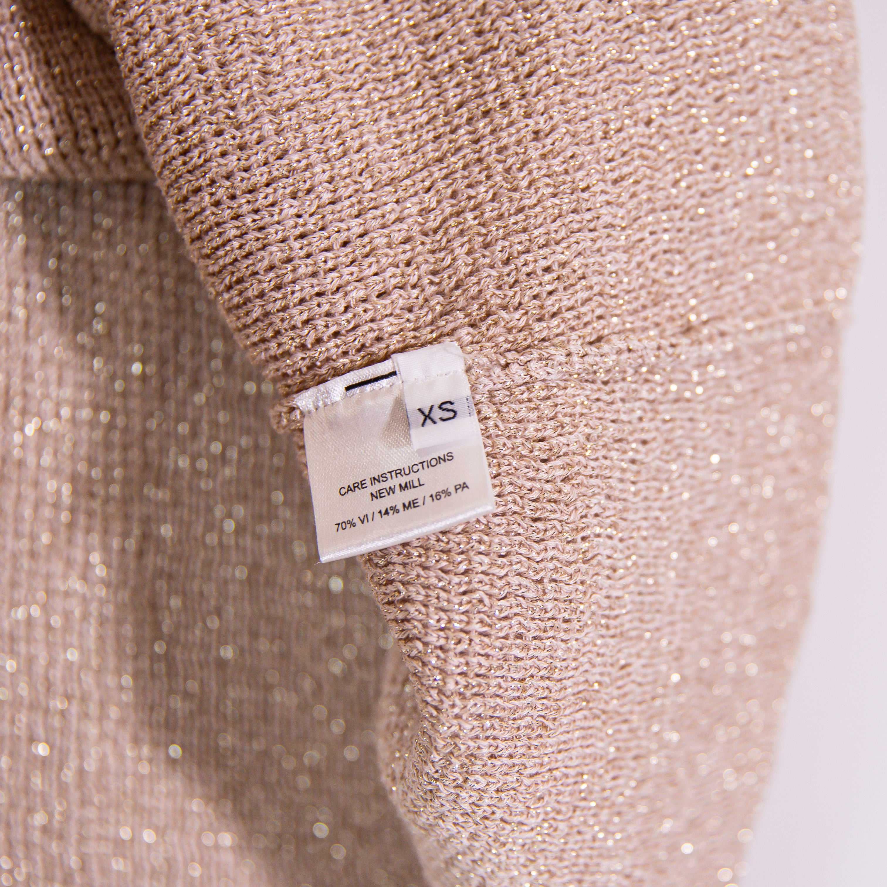 Alexandra Golovanoff Gold Metallic Sparkle Stretch Knit Mini Sweater Skirt XS