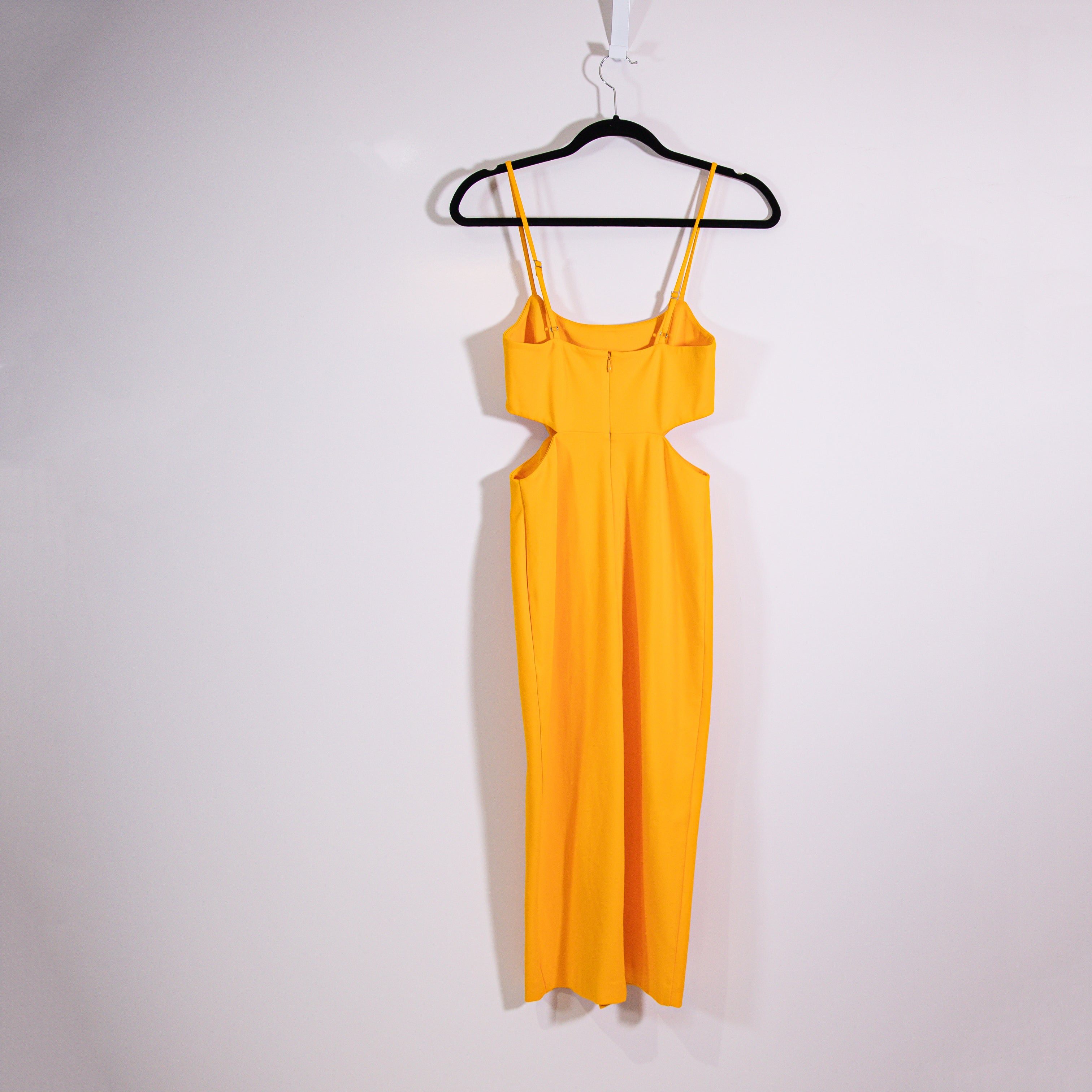 H:Ours Haydon Square Neck Cut Out High Slit Bodycon Midi Dress Canary Yellow S