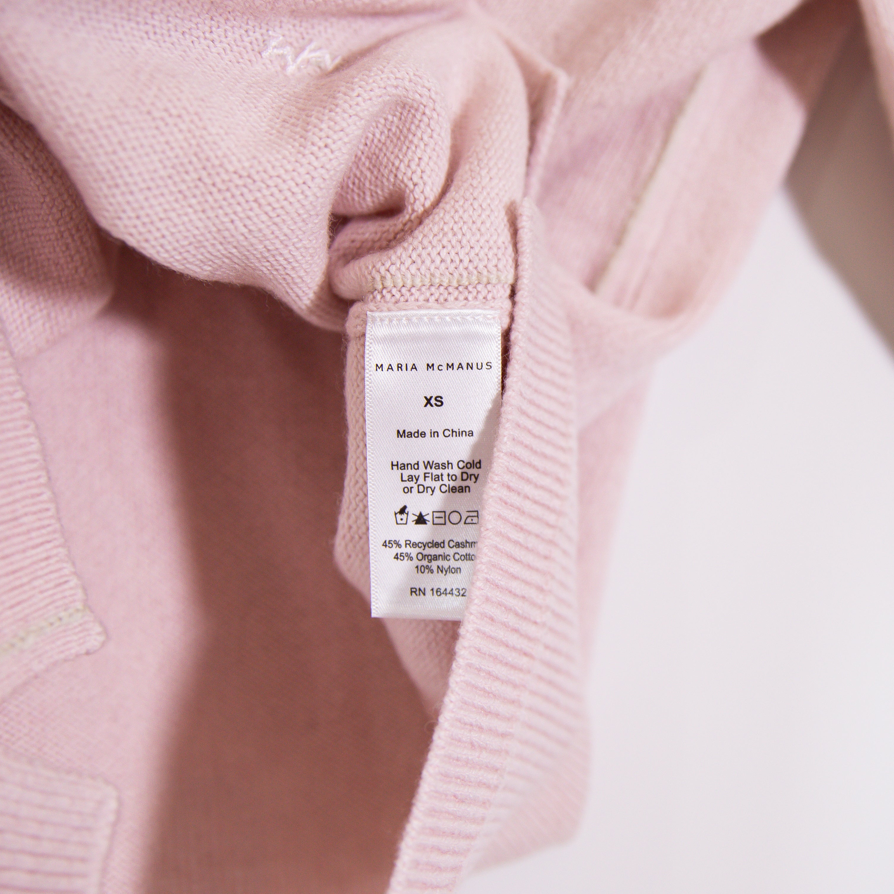 NEW Maria McManus Recycled Cashmere Cotton Crew Neck Short Sleeve Sweater Pink