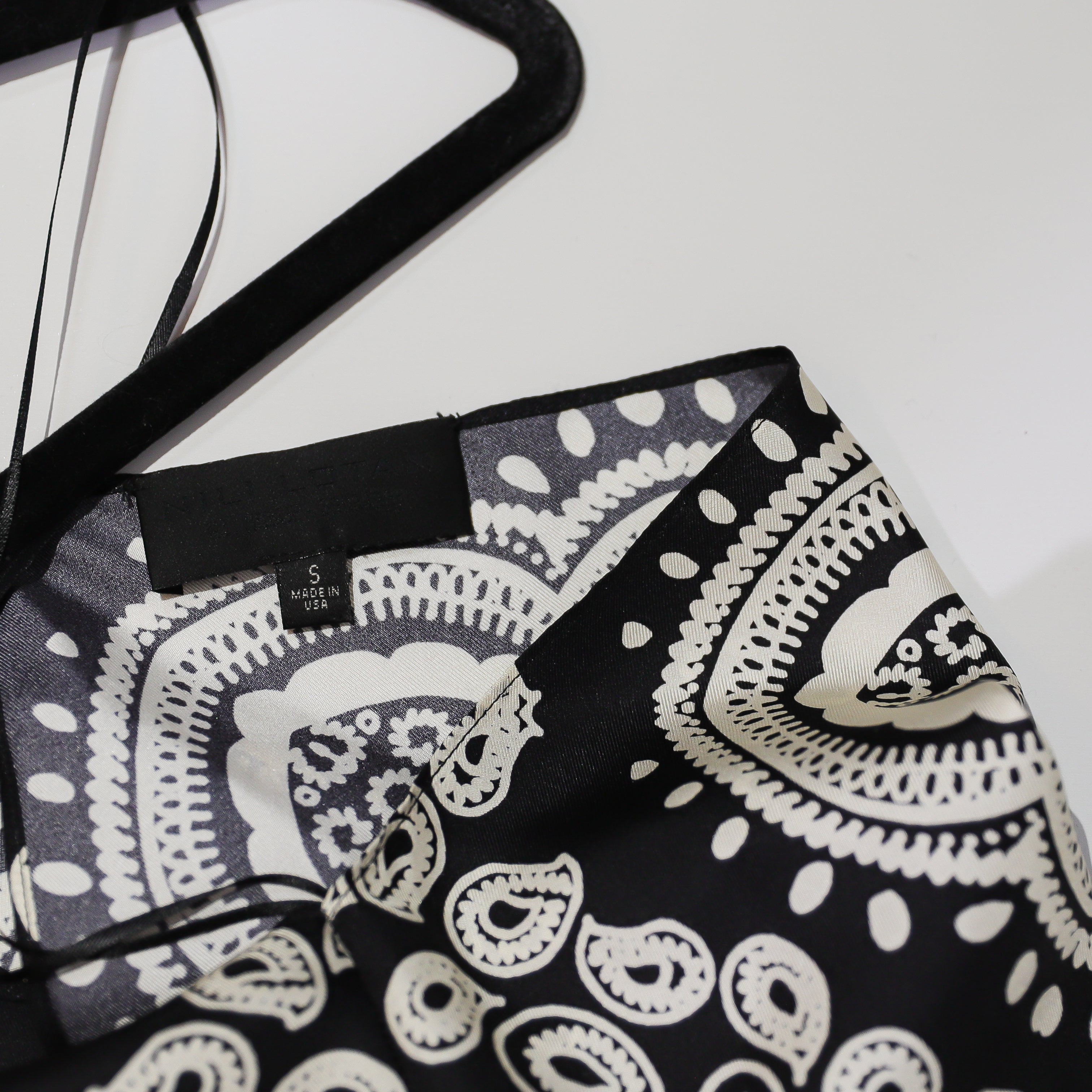 Nili Lotan Audrey Silk Satin Halter Neck Sleeveless Tank Top Black Ivory Paisley