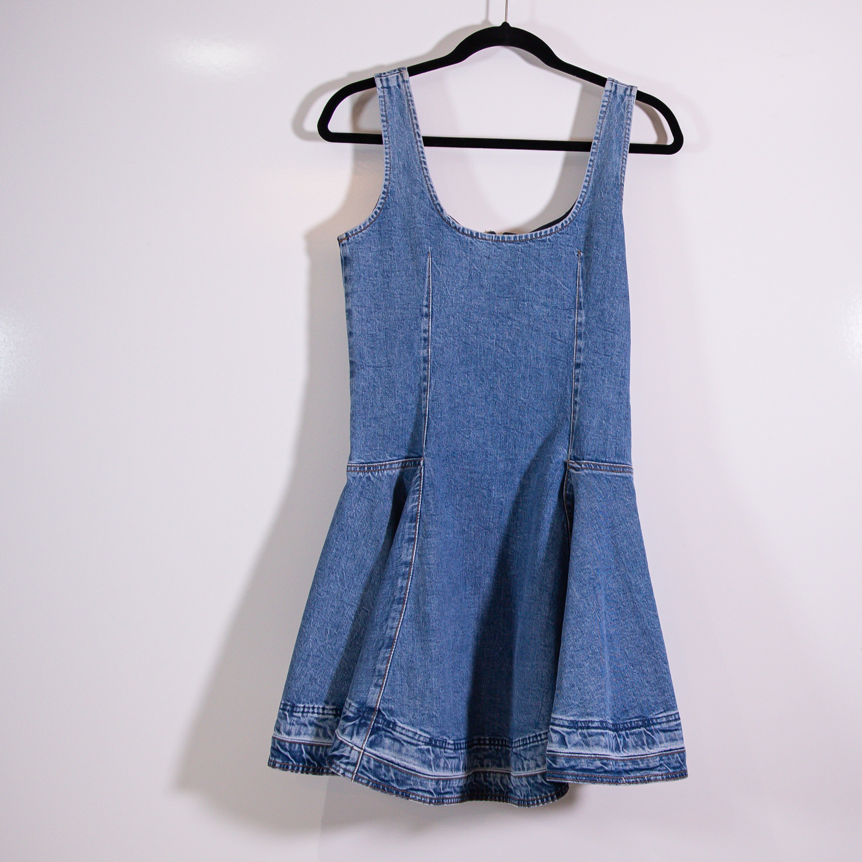 Simkhai Eleodra Zanpa Cotton Denim Jean Front Zip Fit Flare Mini Dress 6