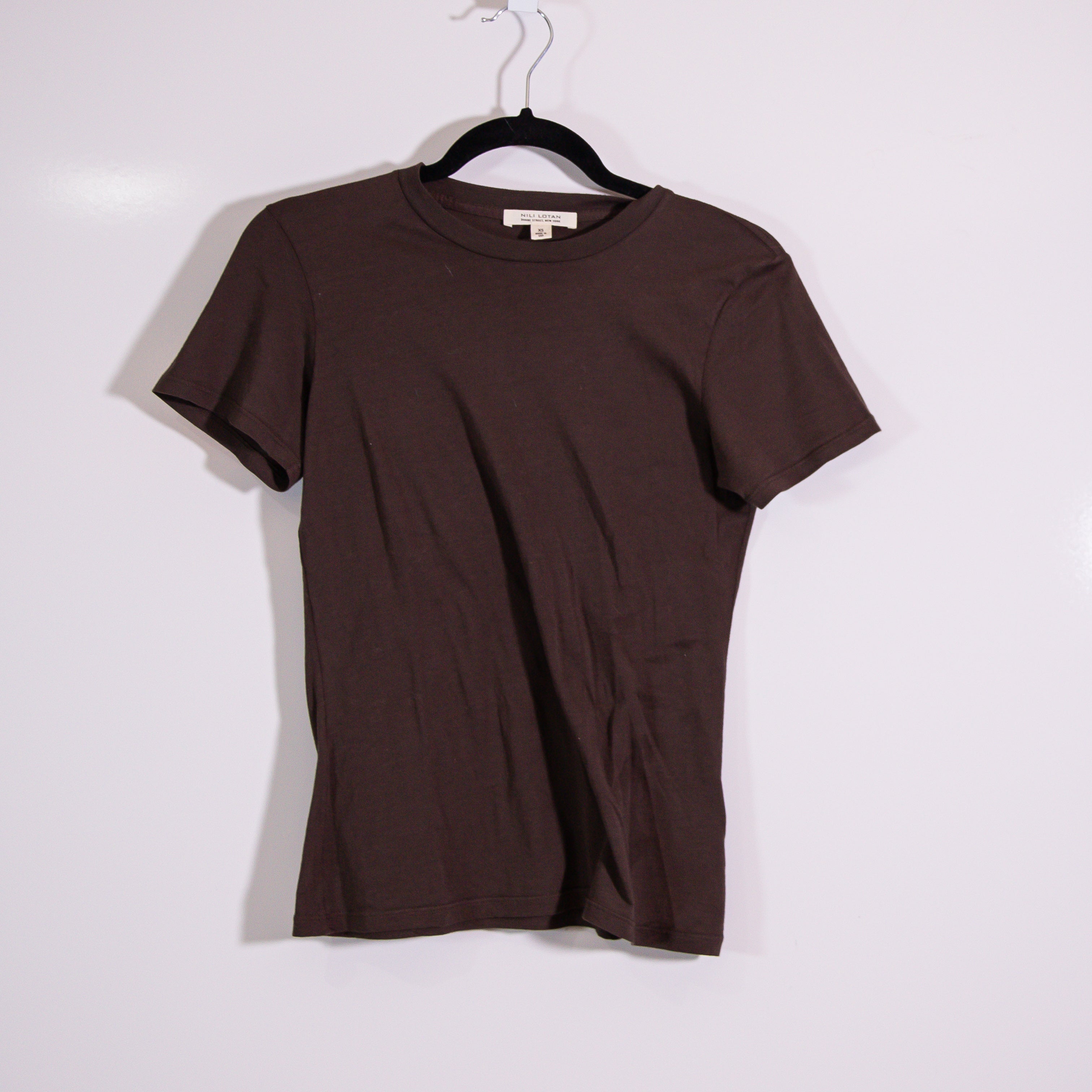 Nili Lotan Mariela Cotton Lightweight Jersey Crew Neck Short Sleeve Tee Shirt XS