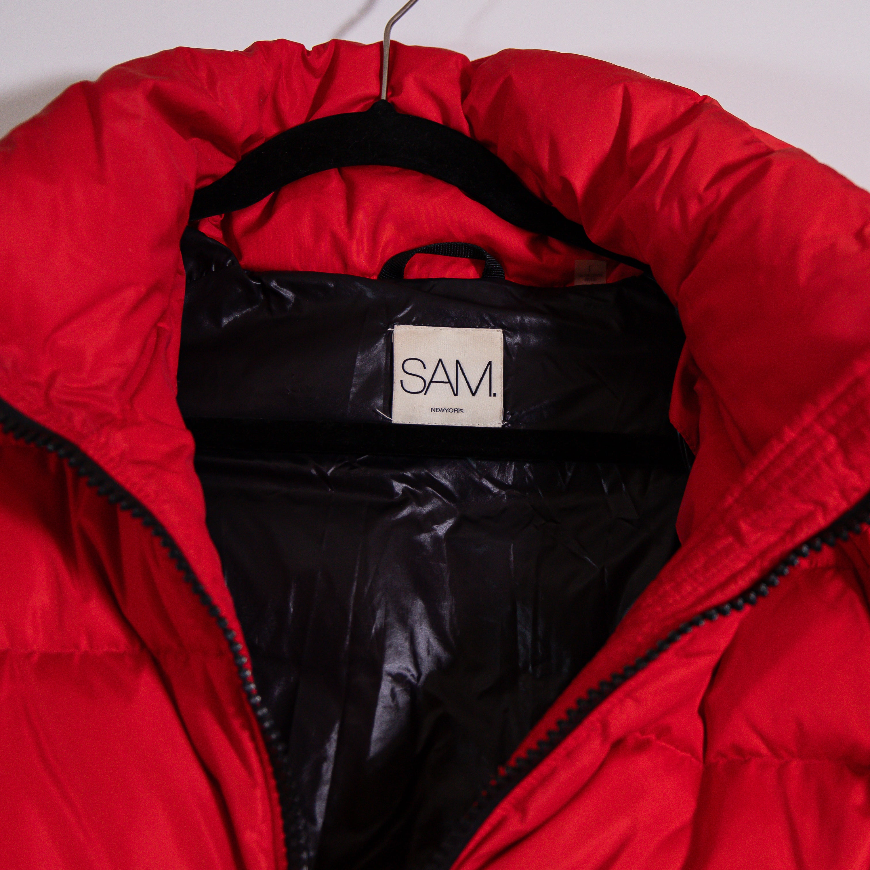 SAM. Freestyle Water Resistant Down Quilted Puffer Full Zip Jacket Coat Red L