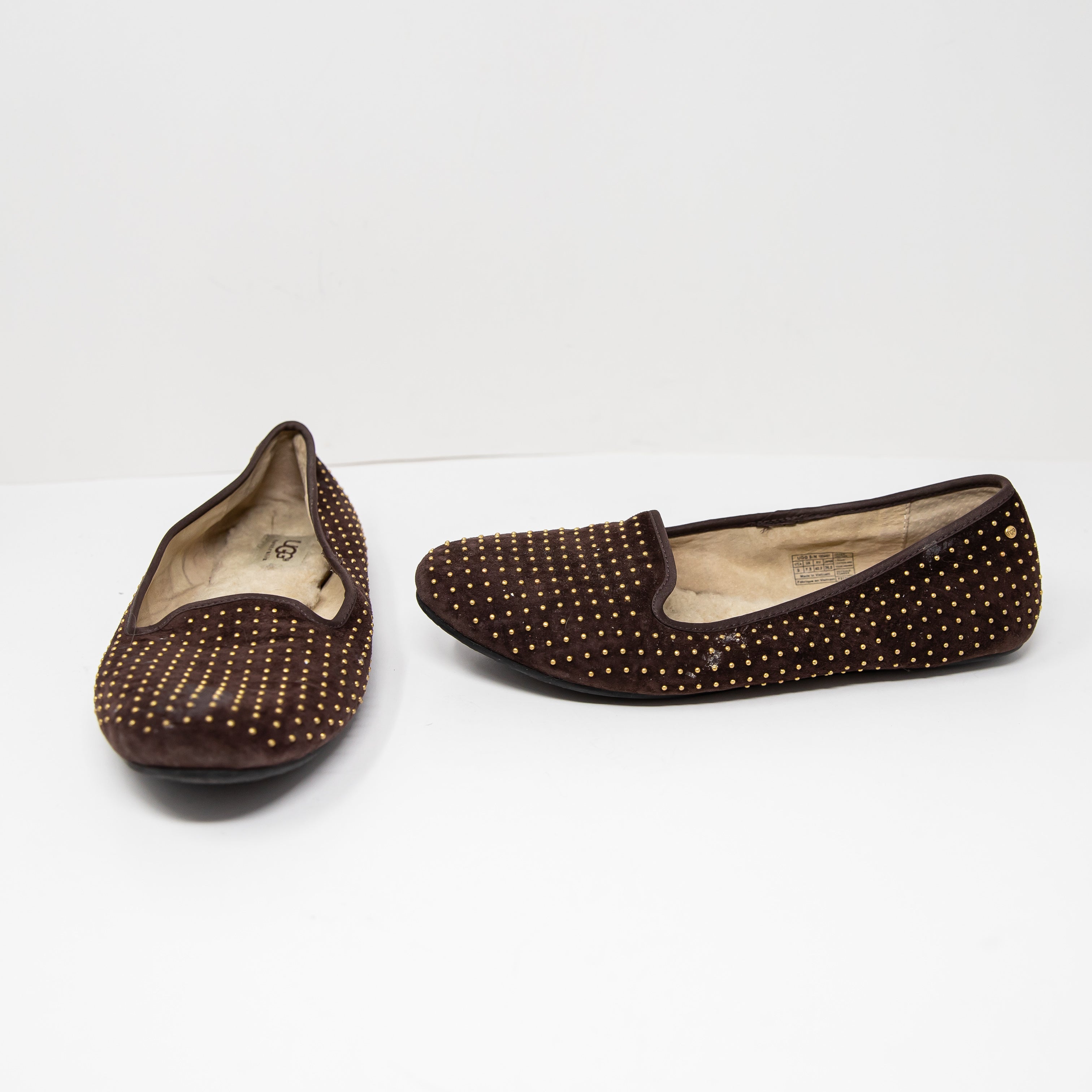 Ugg Alloway Genuine Suede Studded Embellished Shearling Lined Slippers Shoes 9