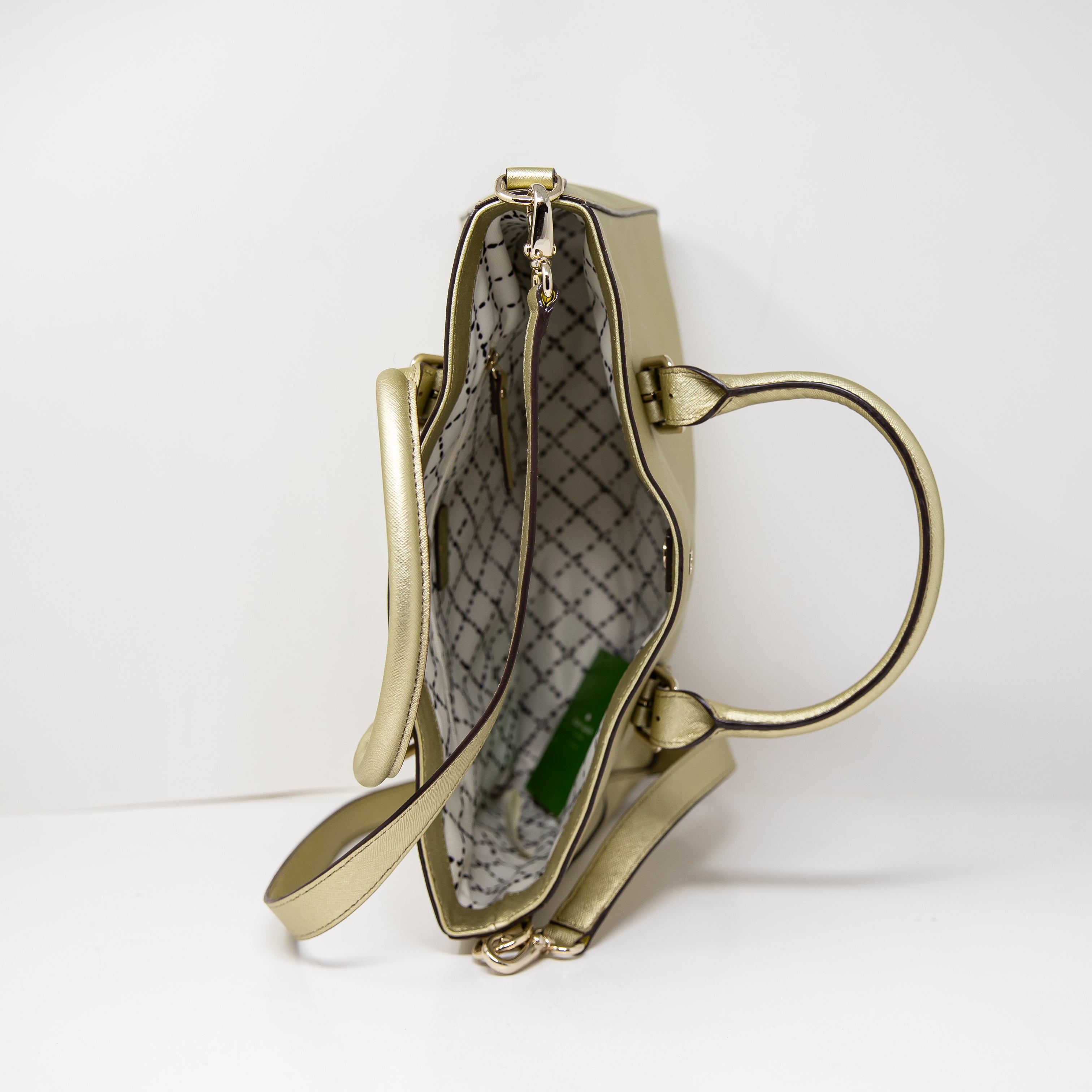 Kate Spade Cove Street Goldie Textured Leather Crossbody Tote Bag Purse Gold
