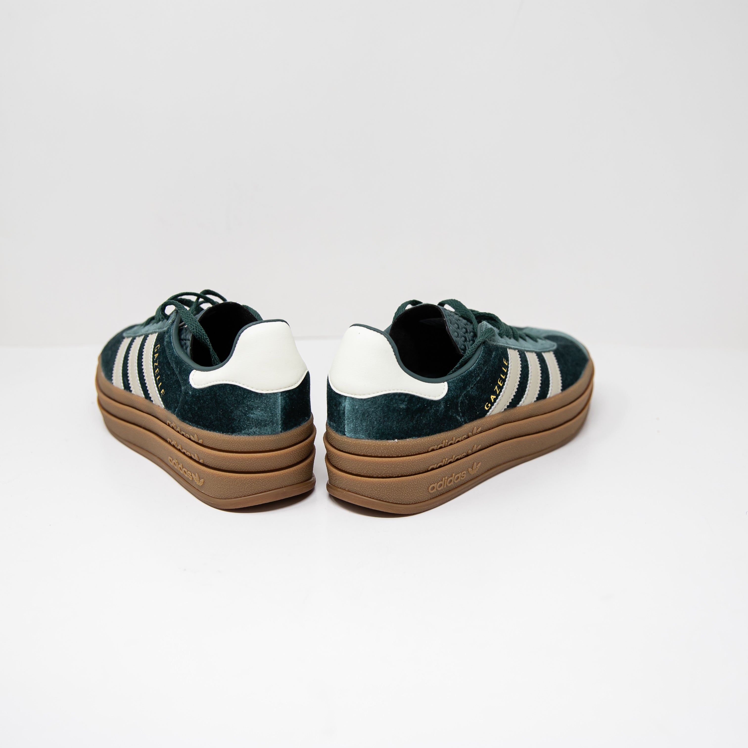 Adidas Originals Women's Gazelle Bold Mineral Green Velvet Putty Grey Sneakers 6