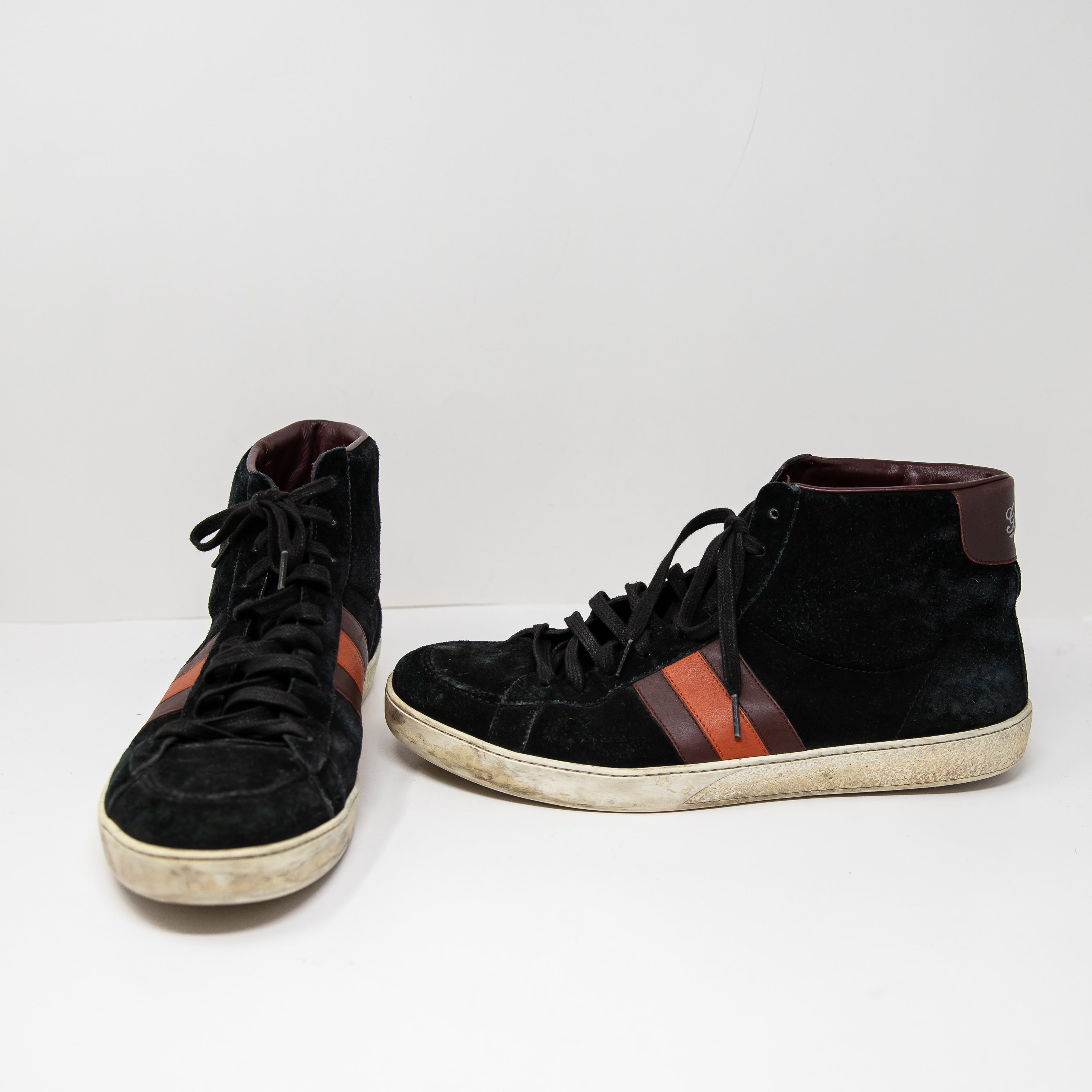 Gucci Men's Genuine Suede Leather High Top Lace Up Trainers Sneakers Shoes Black