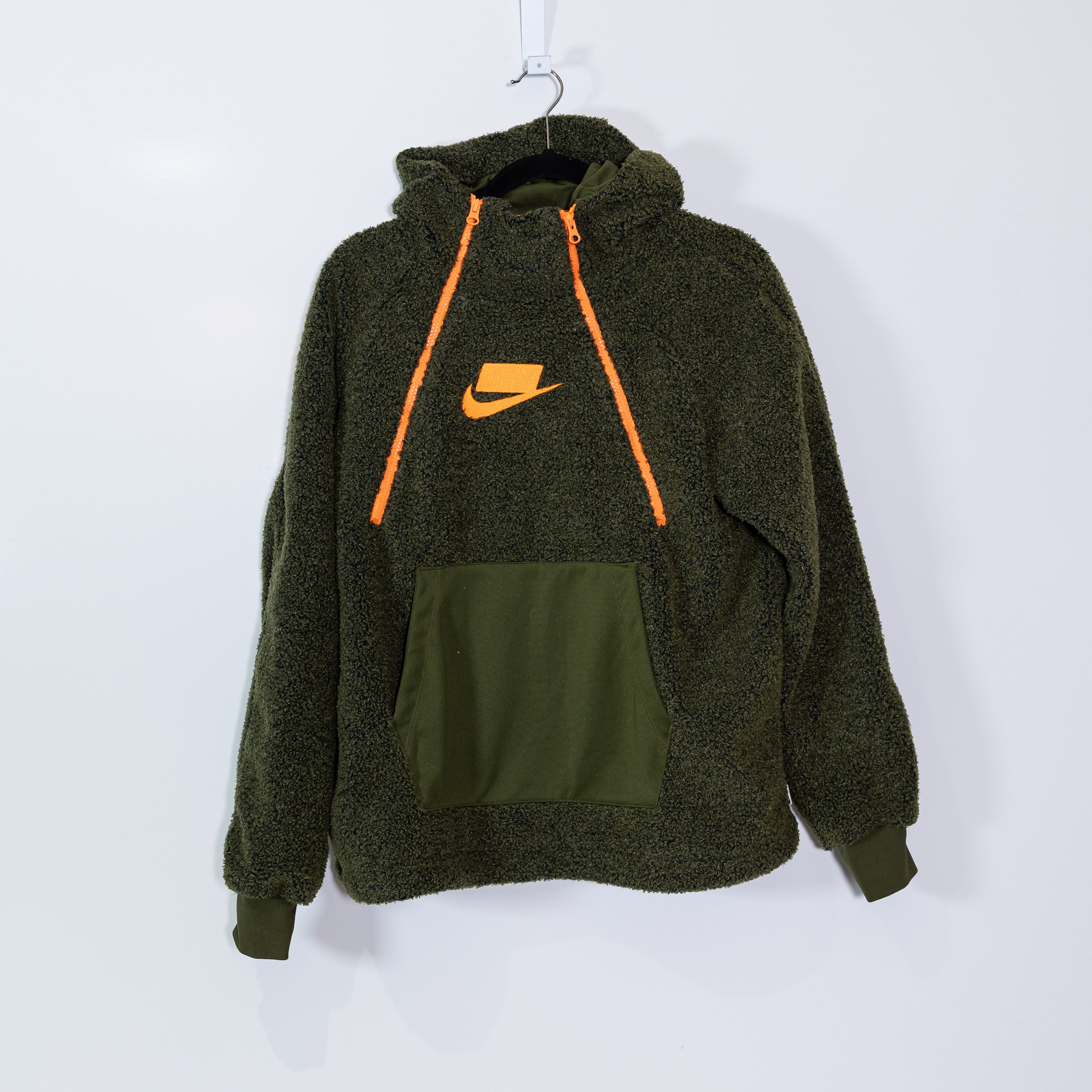 Nike Sportswear Women's NSW Pullover Sherpa Fleece Hoodie Green AJ7284-395 Small