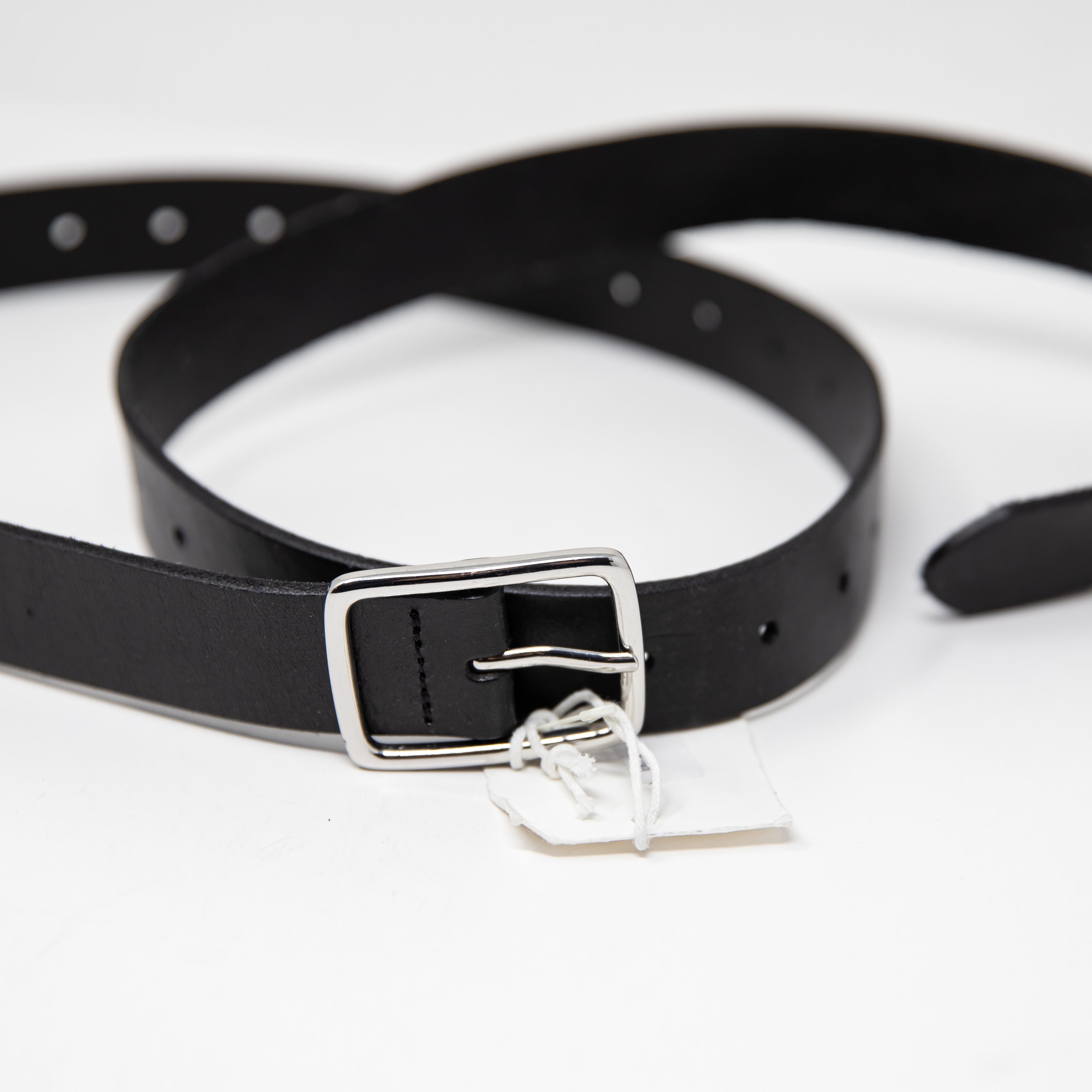 NEW Frame Extreme Extended Tab Genuine Leather Belt Black Silver Small